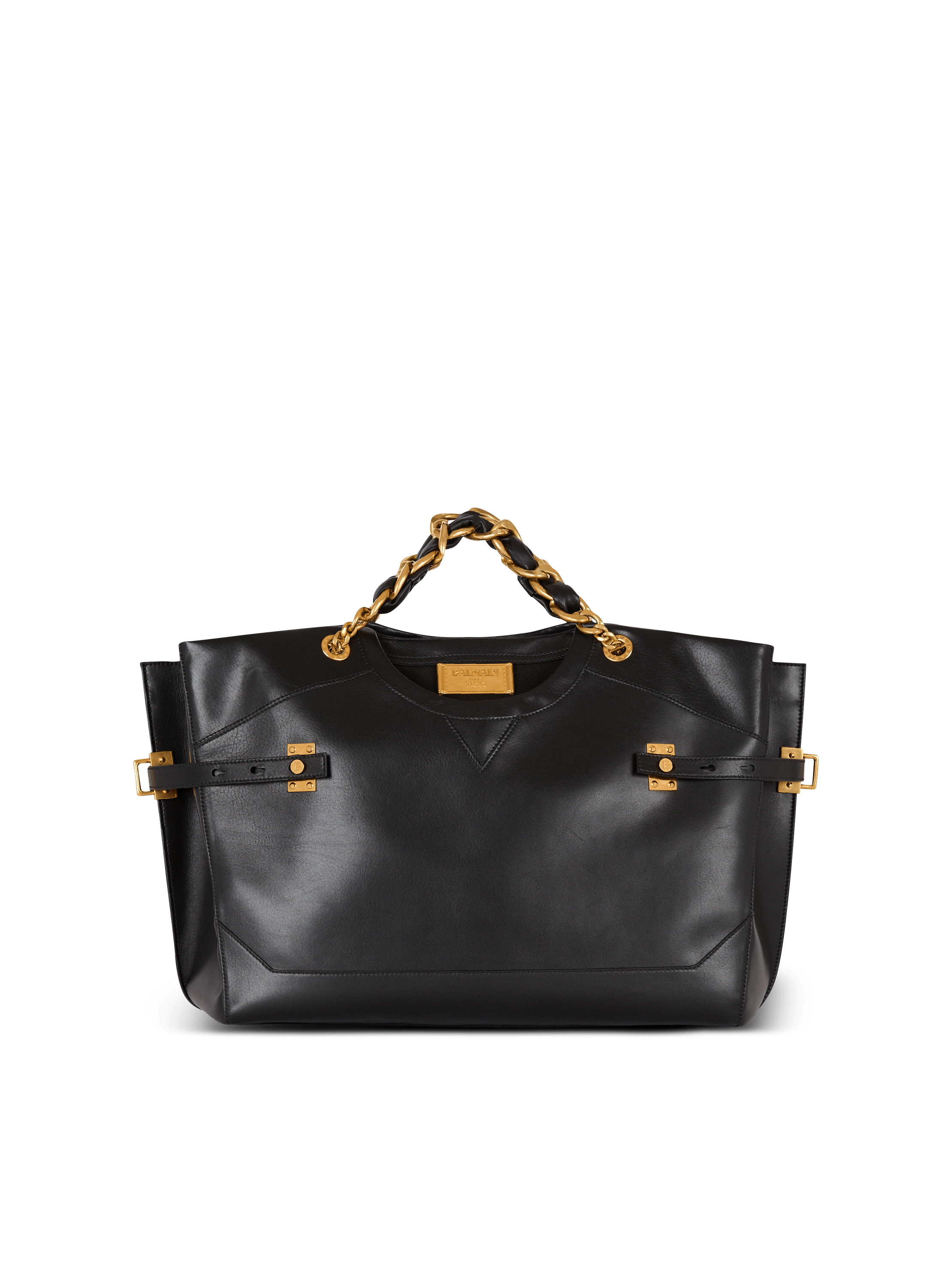 Crewneck calfskin tote bag