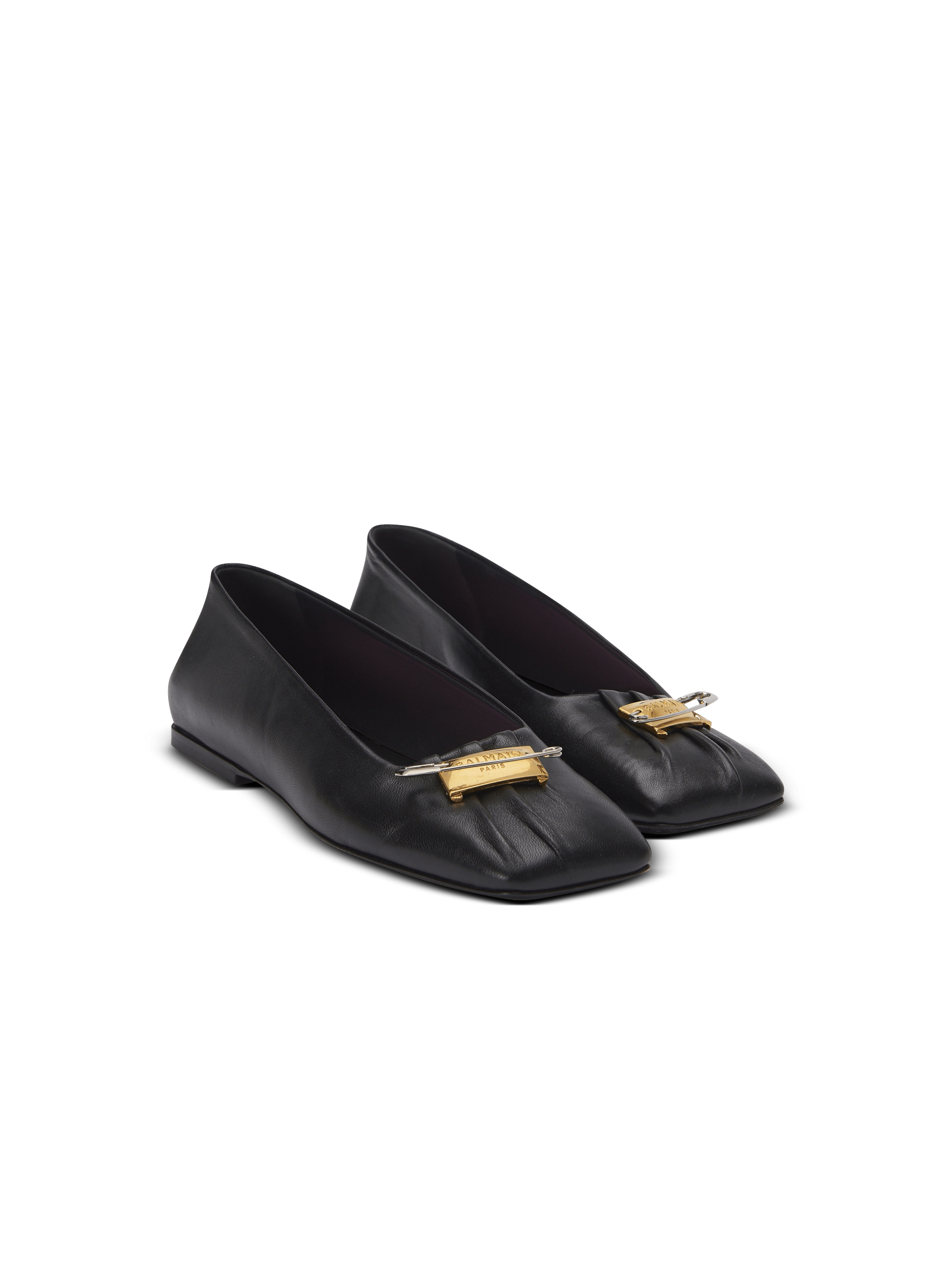 Safety Pin ballet flats in gathered lambskin 