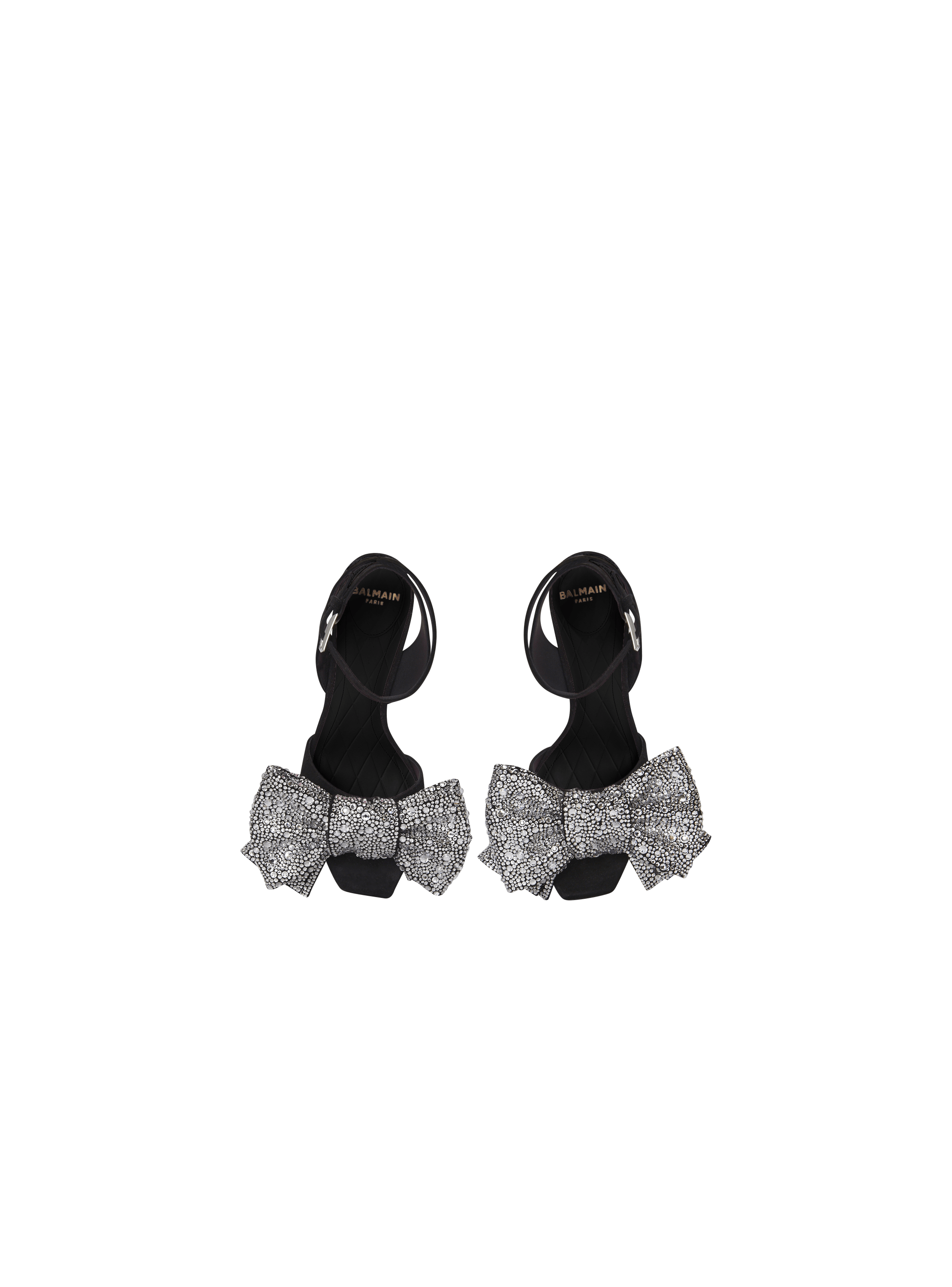 Suede Ruby heels with rhinestone bows black - Women | BALMAIN Suede Ruby heels with rhinestone bows black - Women | BALMAIN