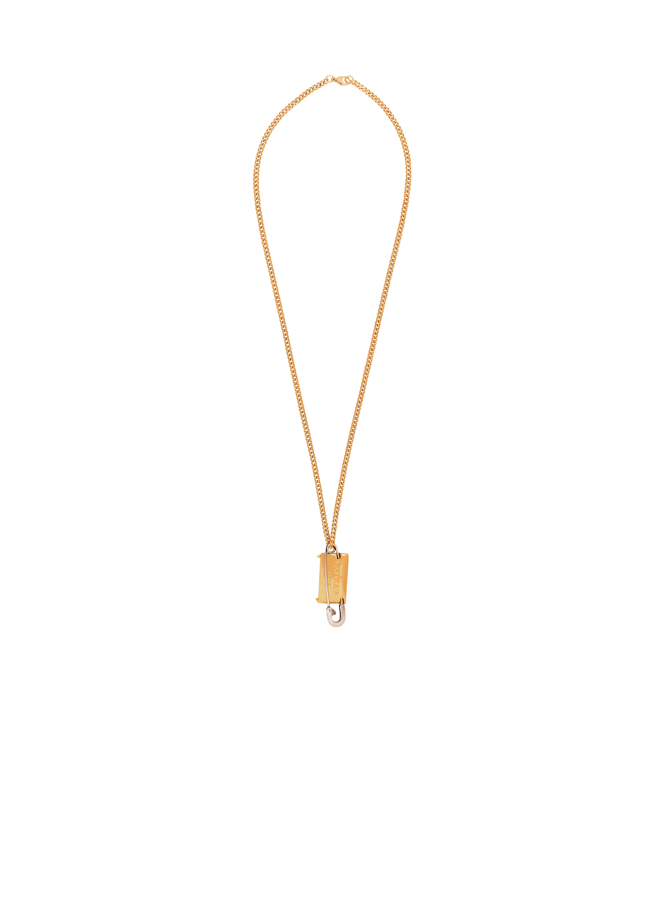 Brass safety pin necklace