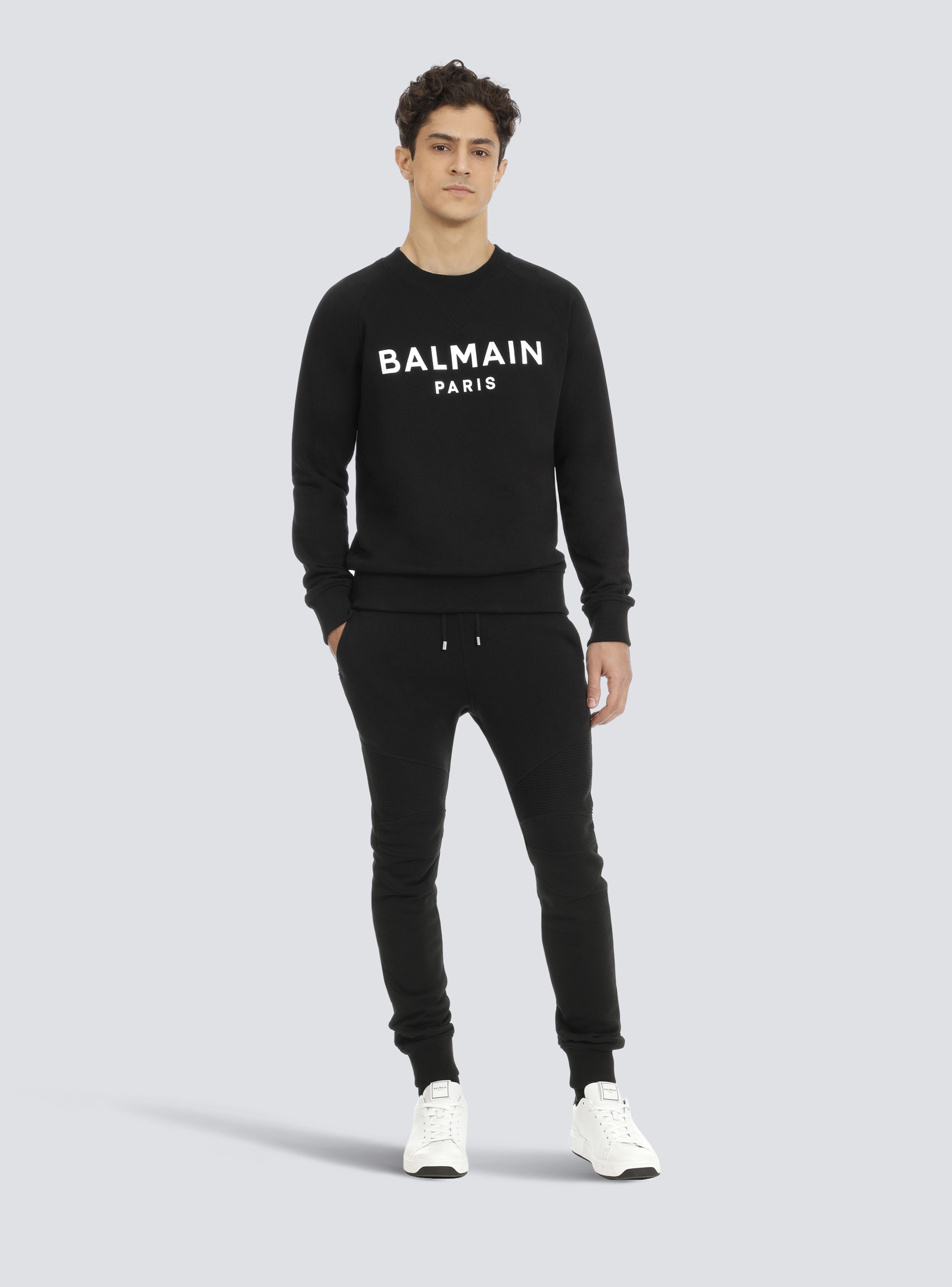 Balmain Kids logo-print cotton sweatshirt - Black