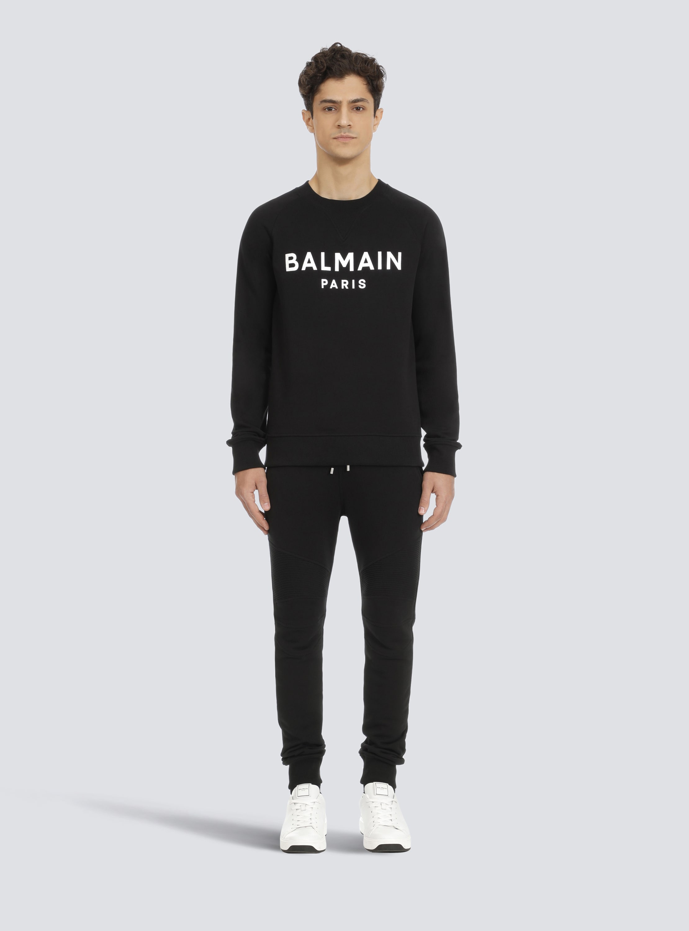 Sweatshirt in eco-responsible cotton with Balmain metallic logo print