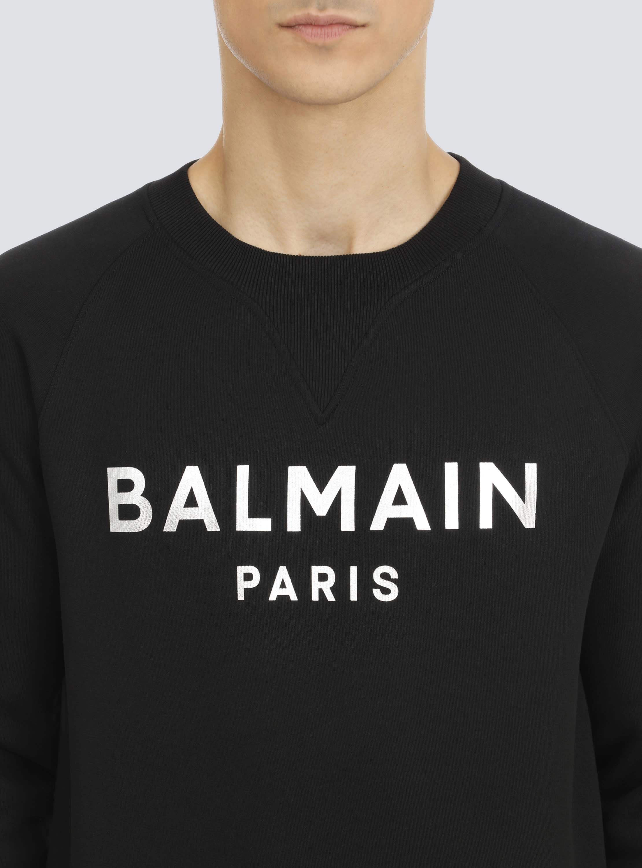 Sweatshirt in eco-responsible cotton with Balmain metallic logo print