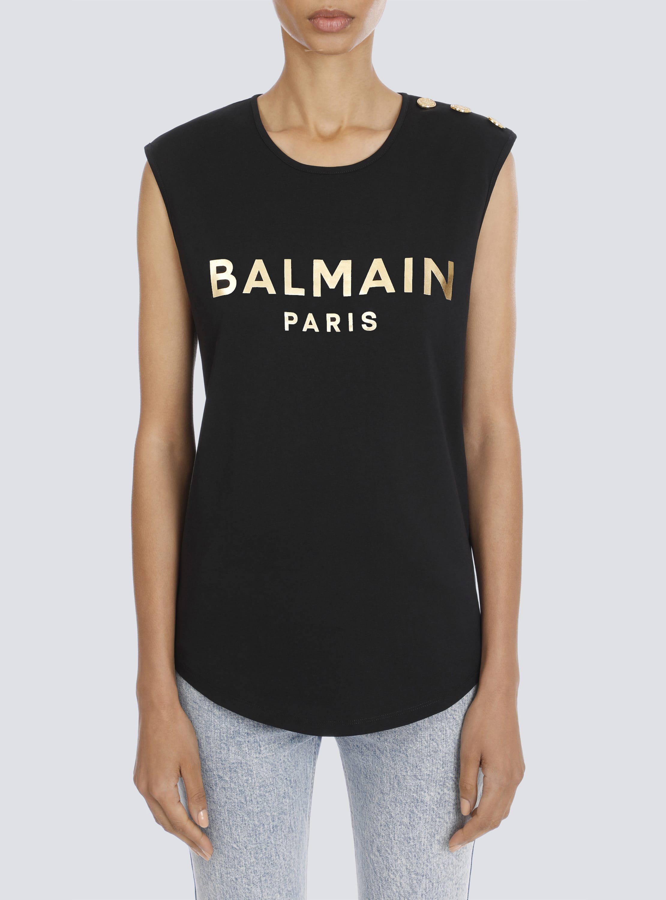 median penge kaos Cotton T-shirt with Balmain logo print - Women | BALMAIN
