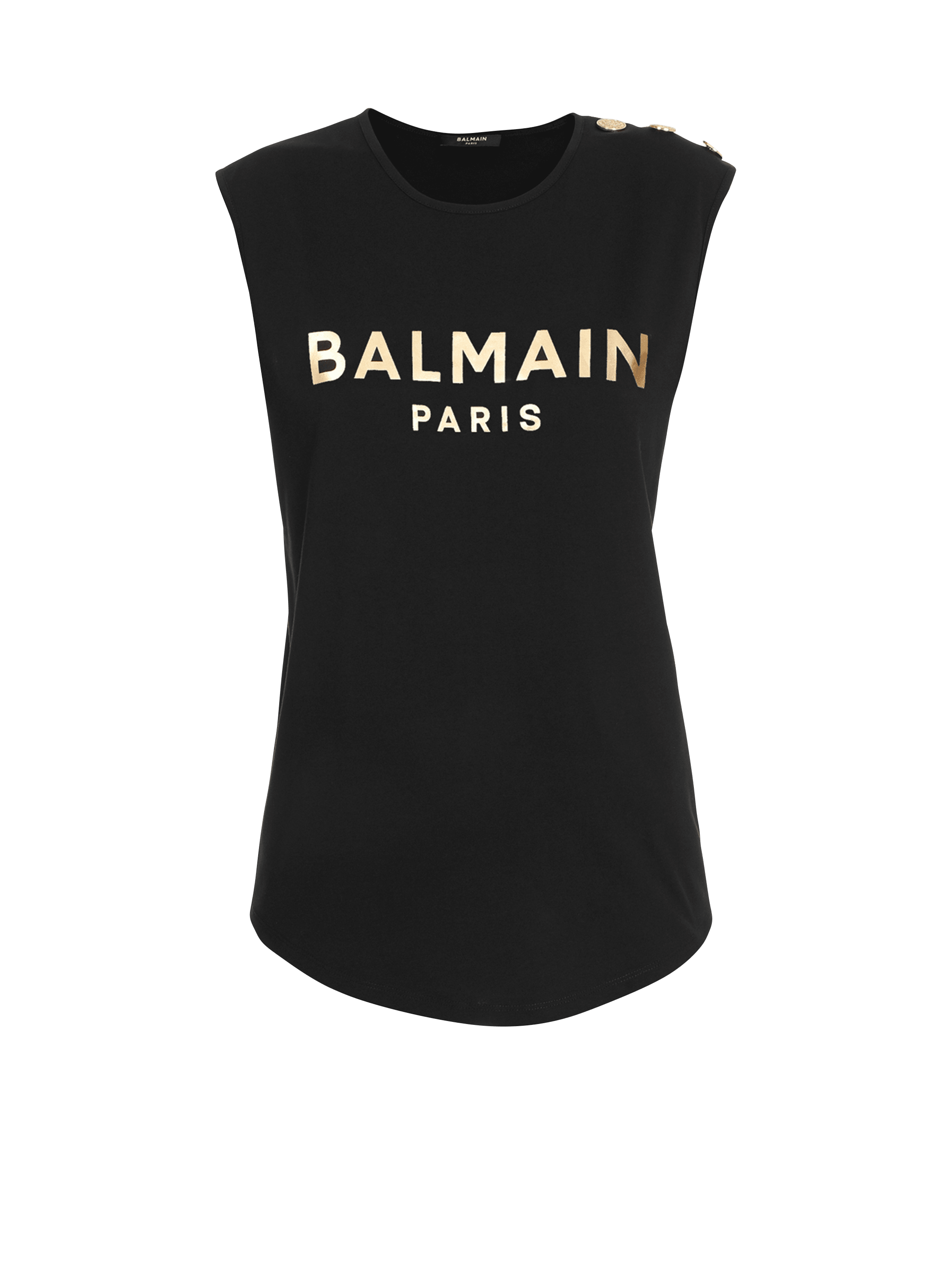 Cotton T-shirt with Balmain logo print gold - Women | BALMAIN