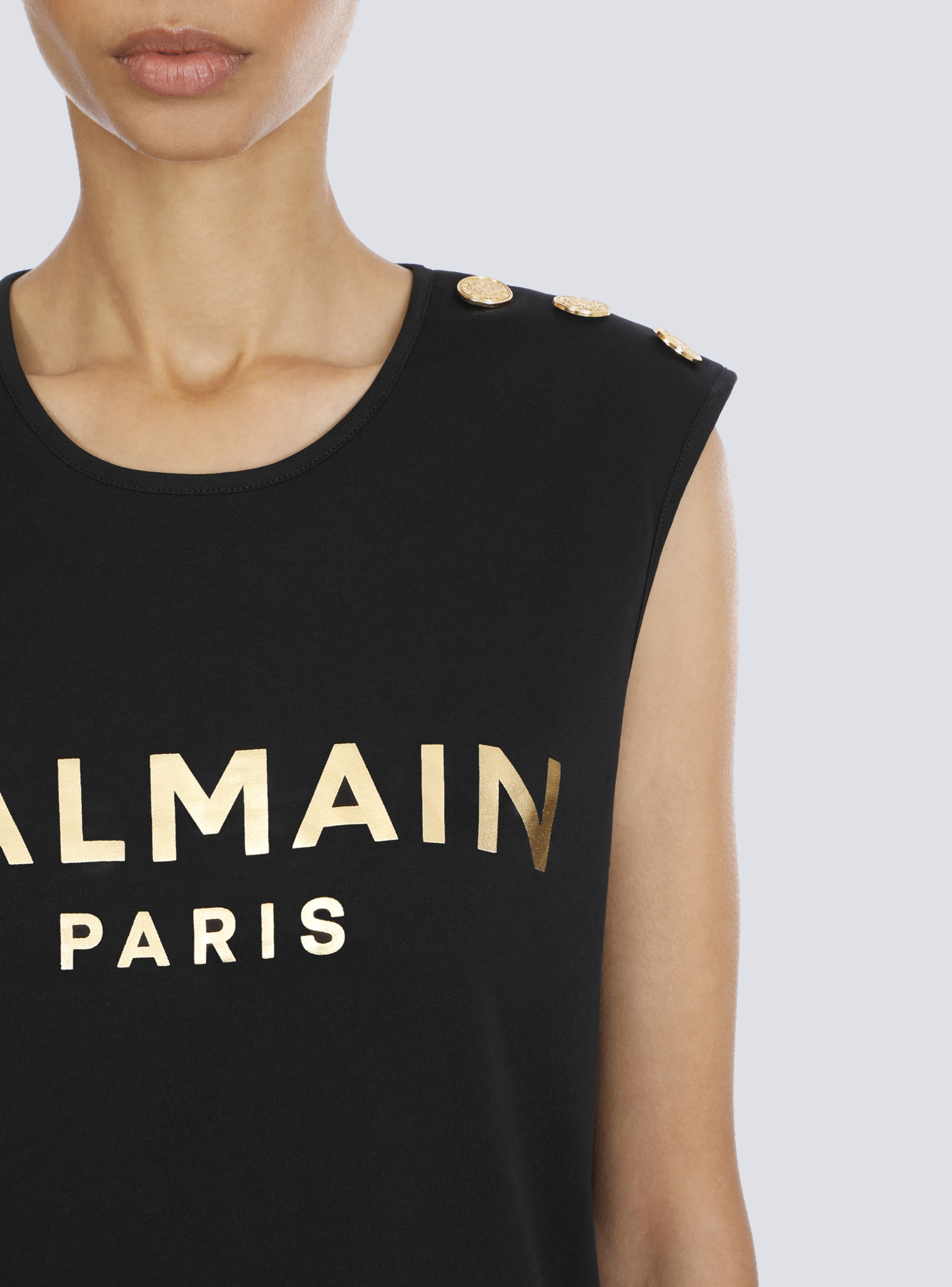 Cotton T-shirt with Balmain logo print gold - Women | BALMAIN