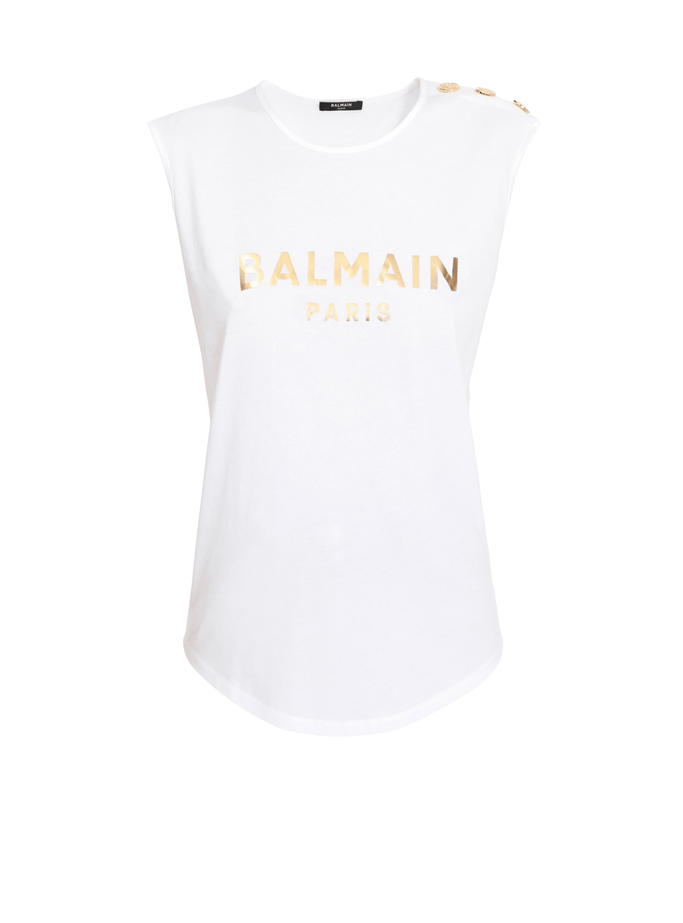 Camiseta de algodón con logotipo de Balmain estampado