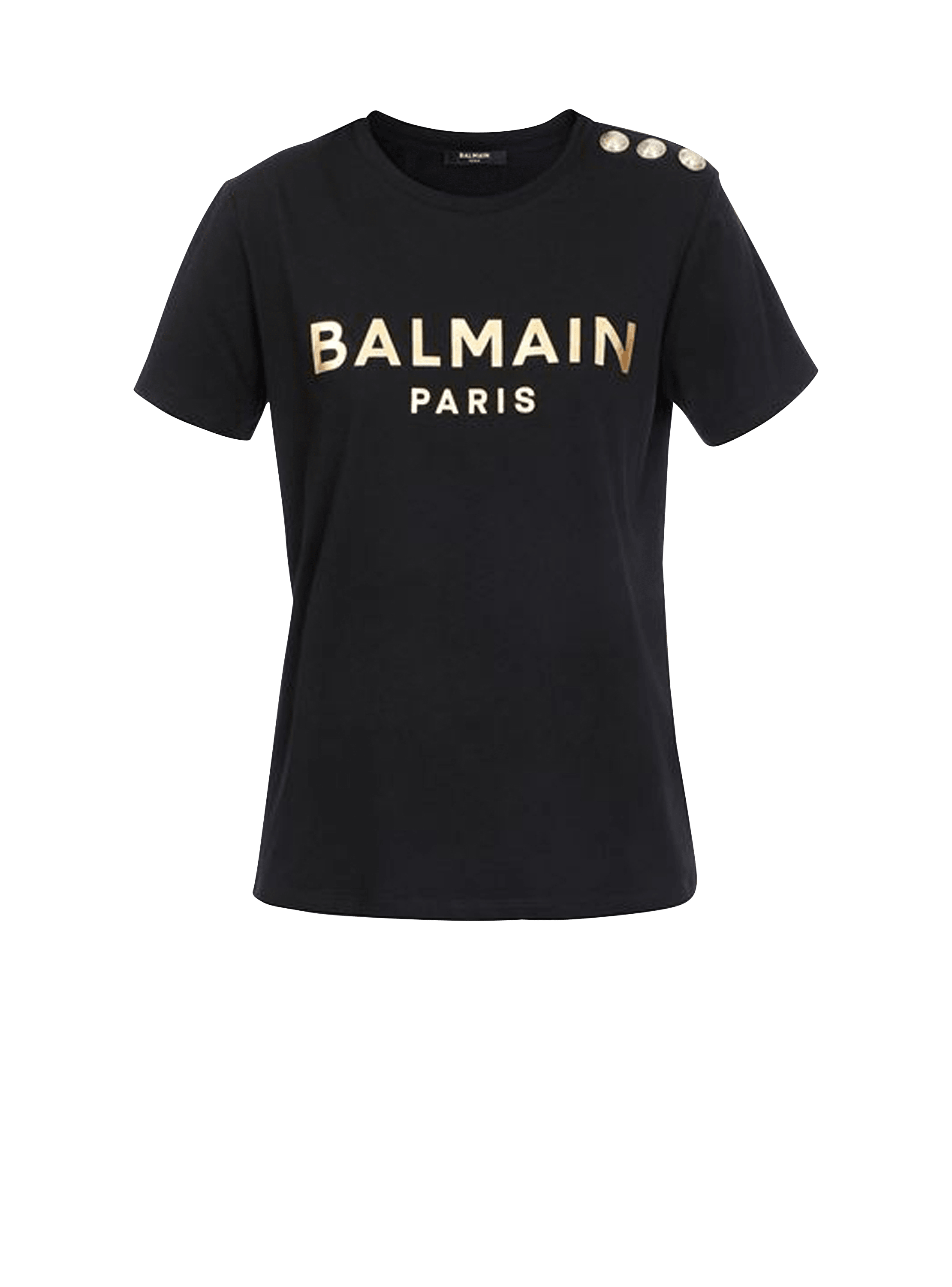 Cotton T-shirt with Balmain logo print black - Women BALMAIN