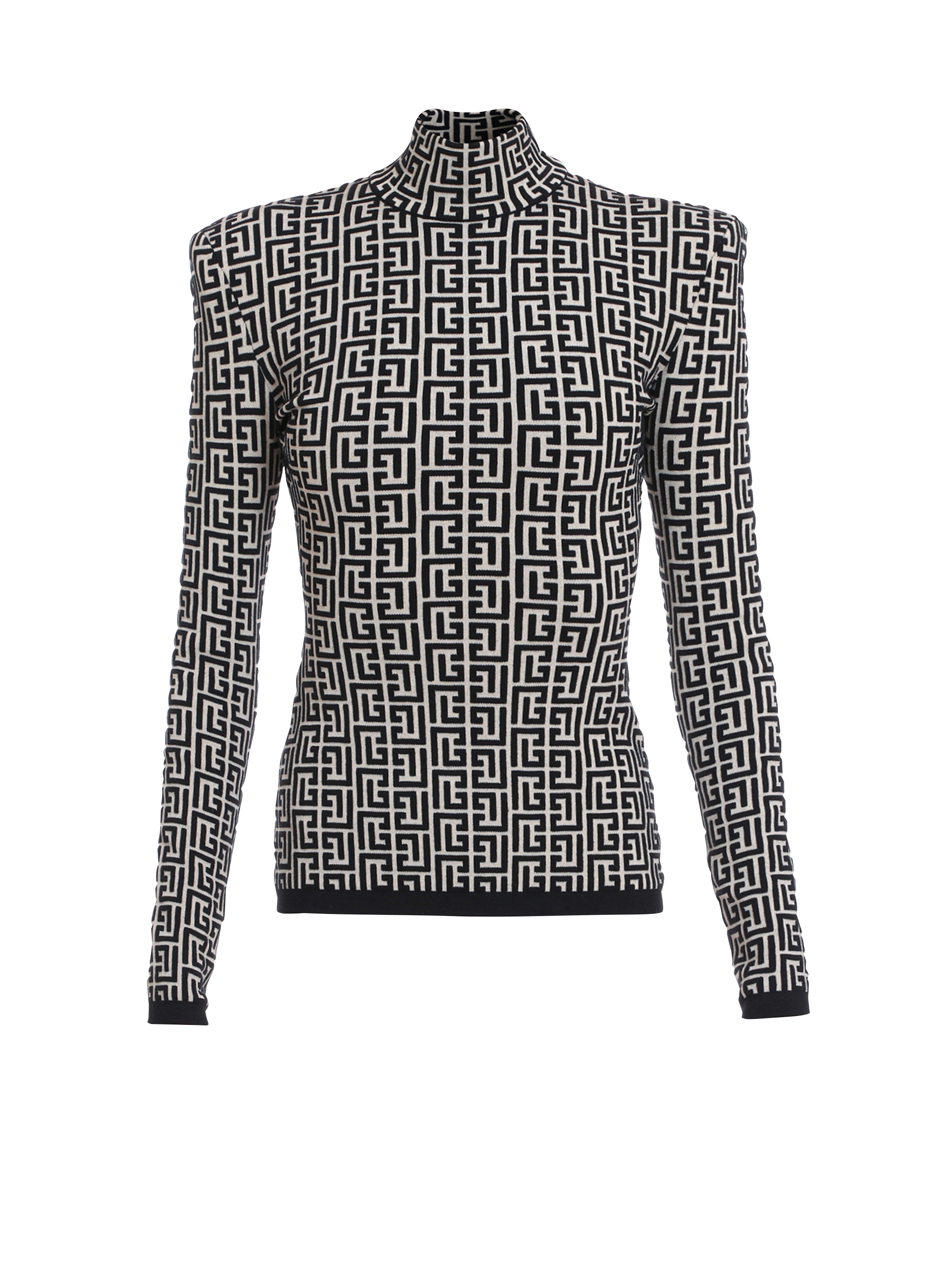 Knit sweater with Balmain monogram black - Women | BALMAIN