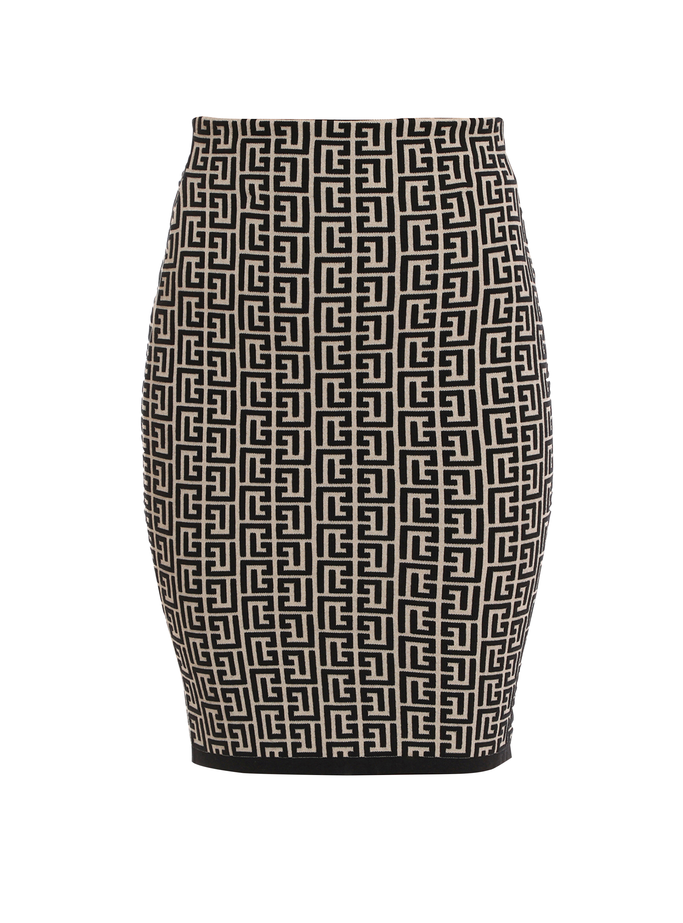 Short bicolor jacquard knit dress with Balmain monogram - Women