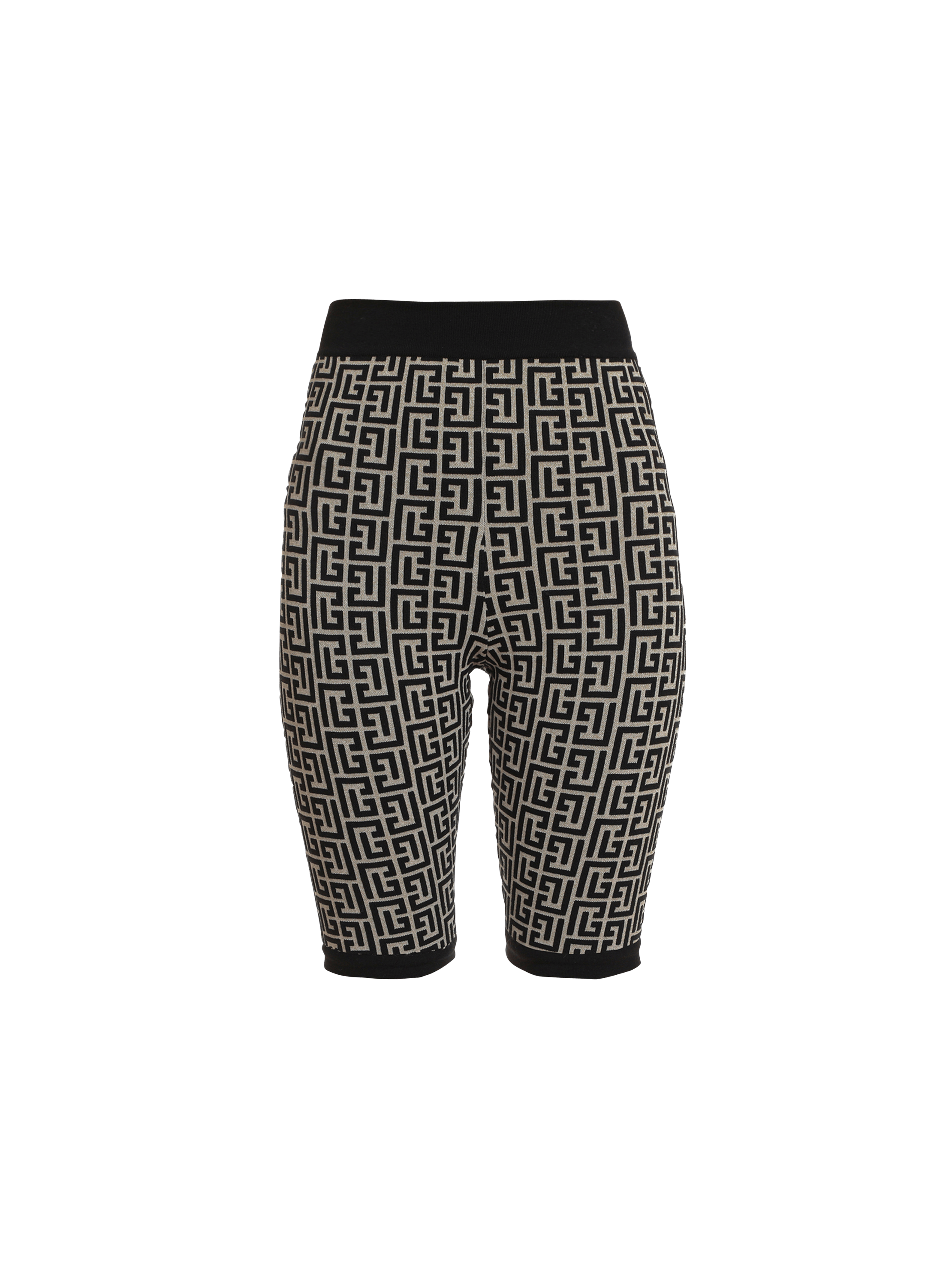 Balmain Cotton Piqué Monogram Jacquard Shorts