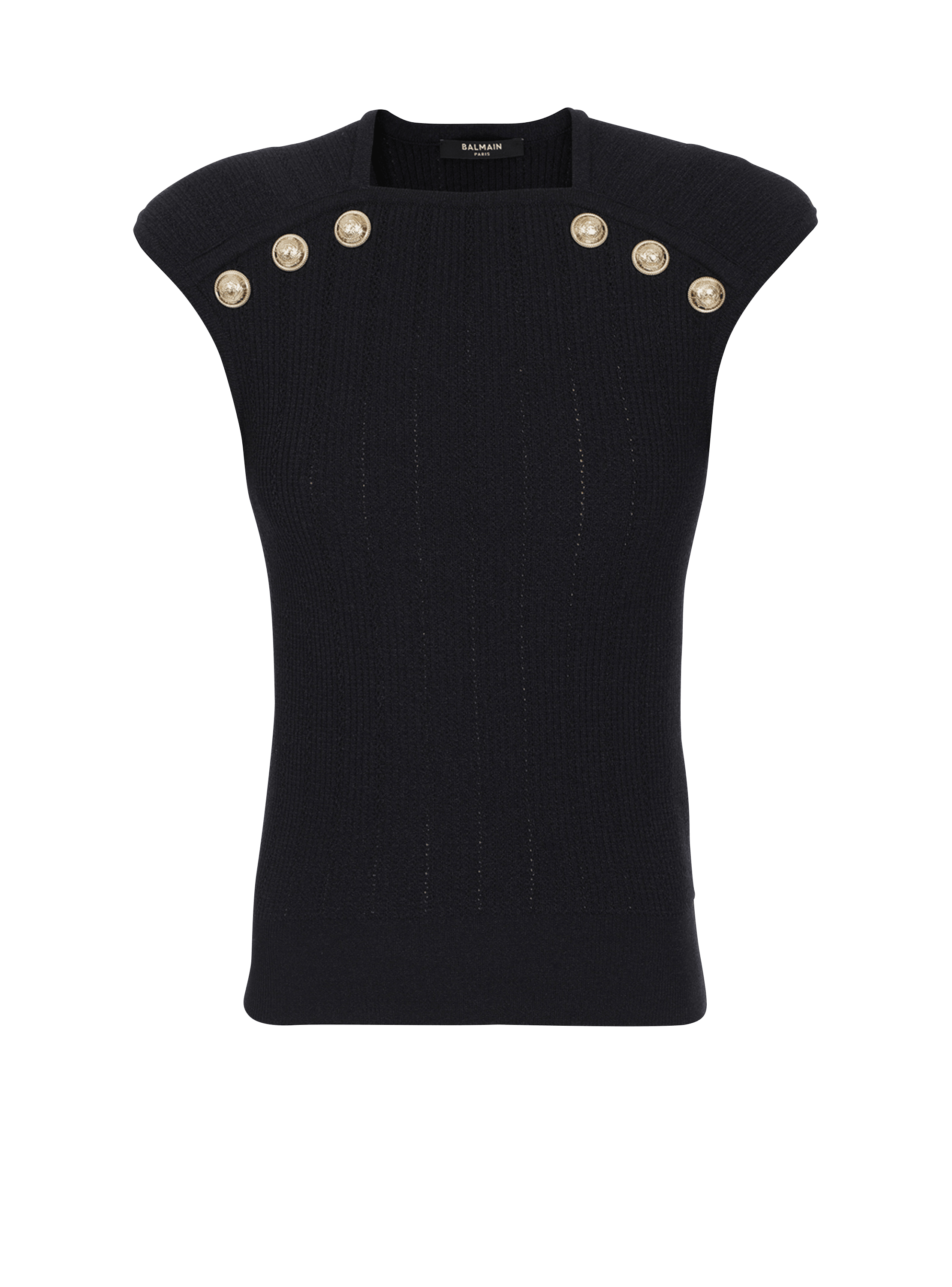 Knit top with gold-tone buttons