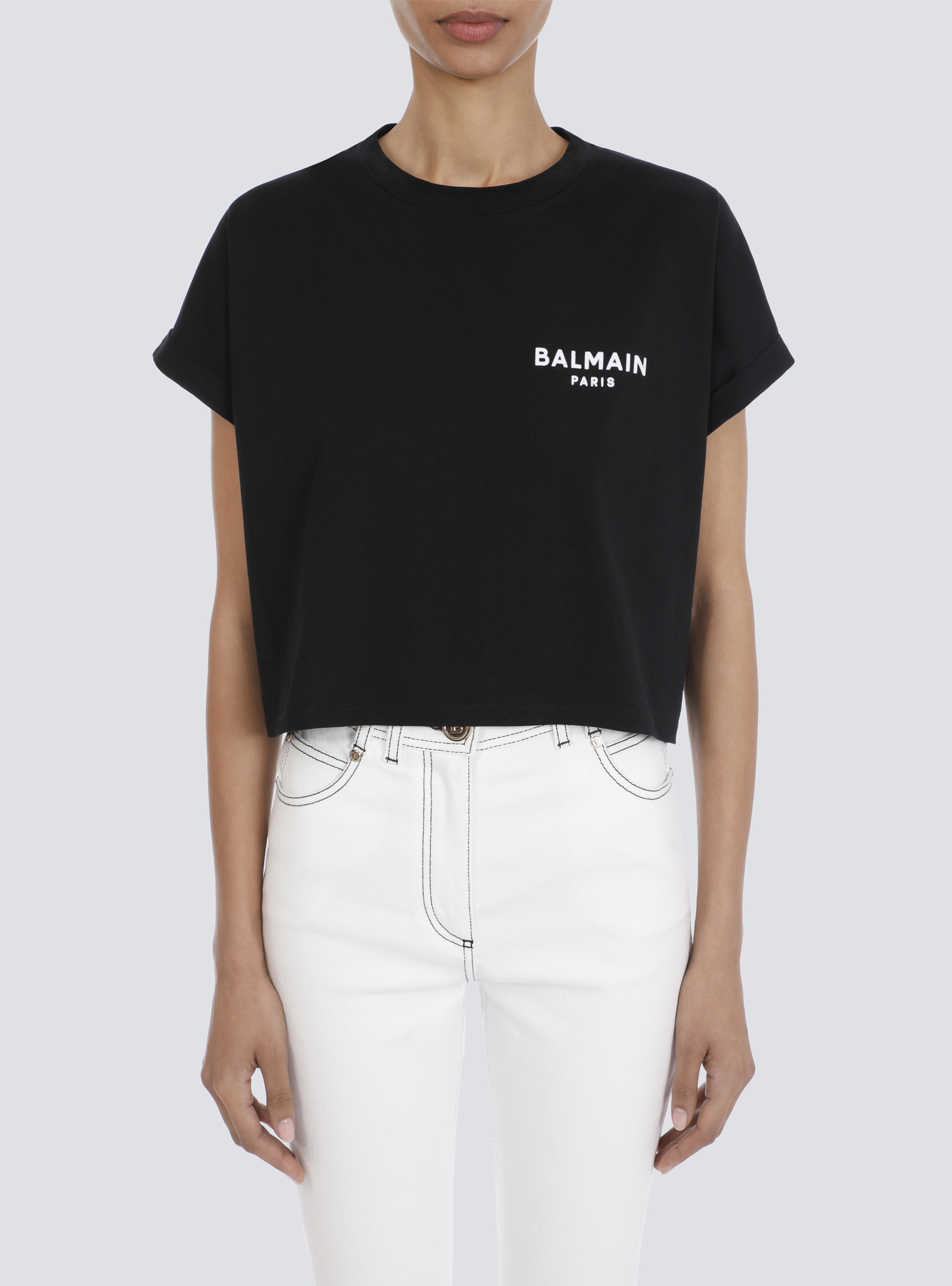 BALMAIN - Logo Cropped Cotton T-shirt