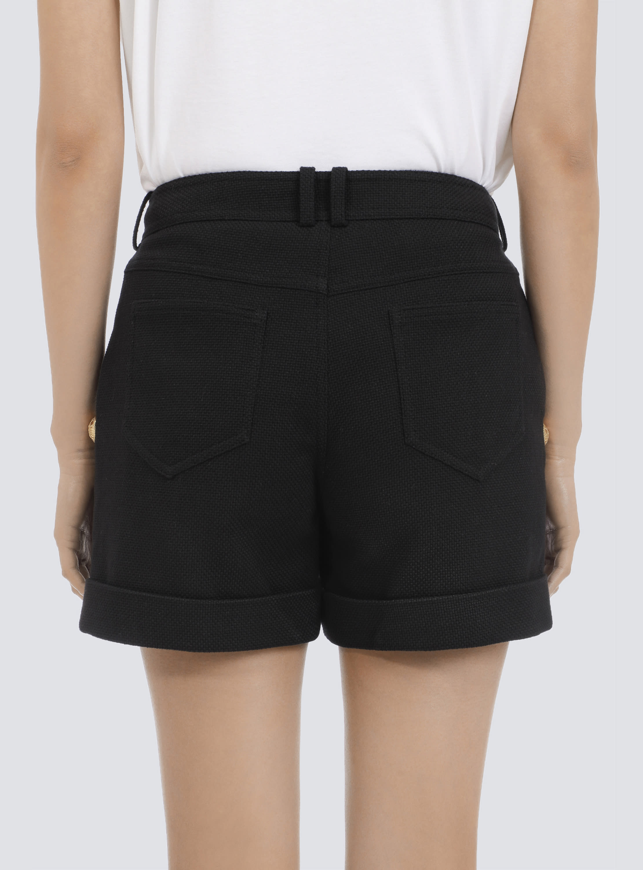 High waisted black cotton hot sale shorts