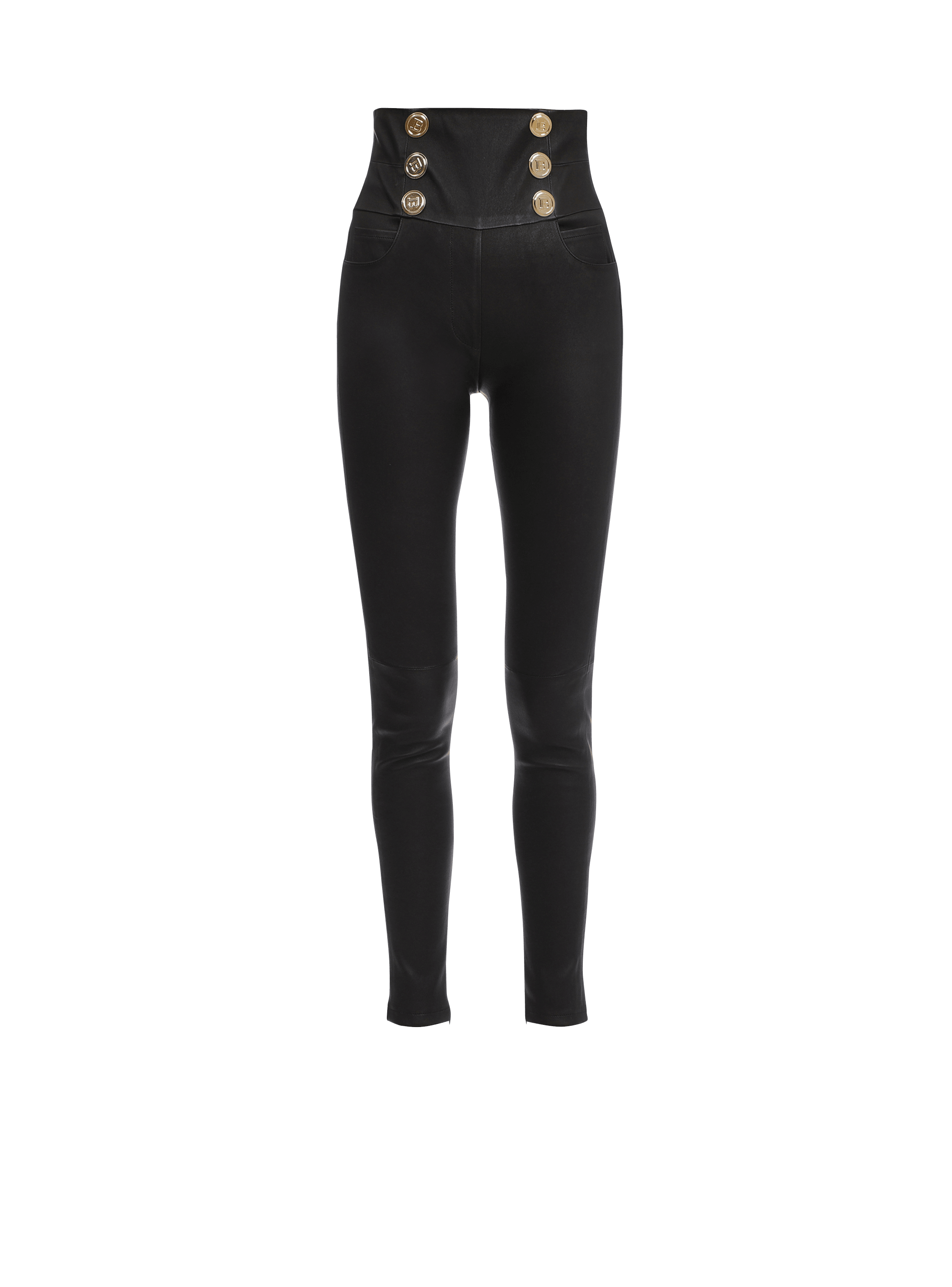 Skinny leather high-waisted pants