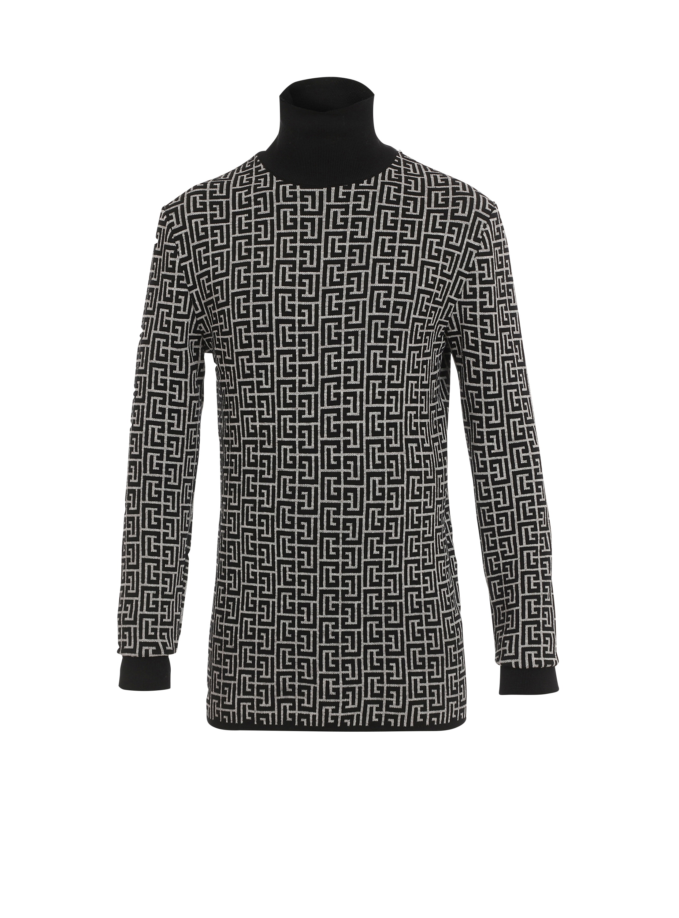 Wool turtleneck sweater, black, hi-res
