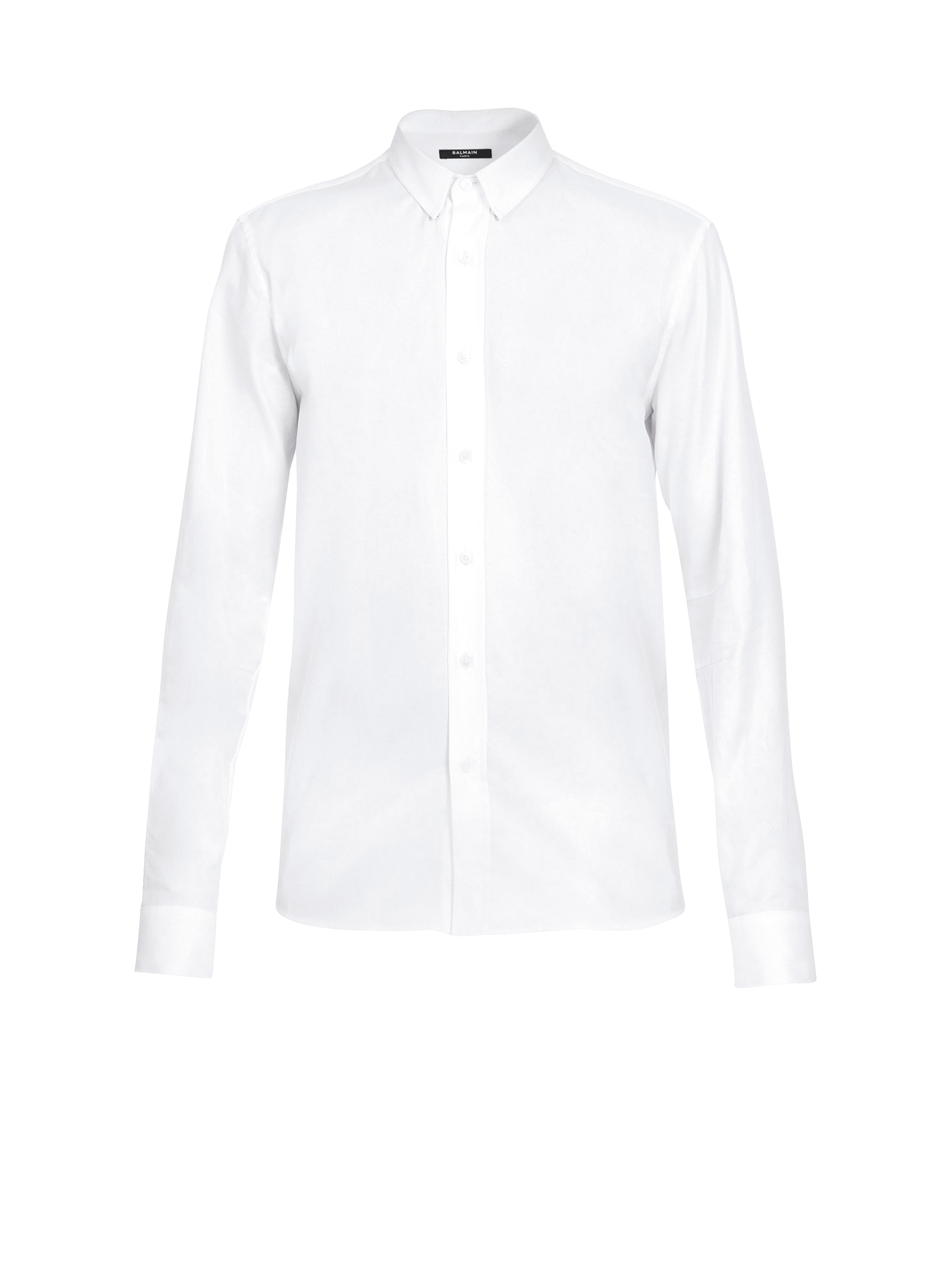 Camicia bianca aderente in cotone, bianco, hi-res
