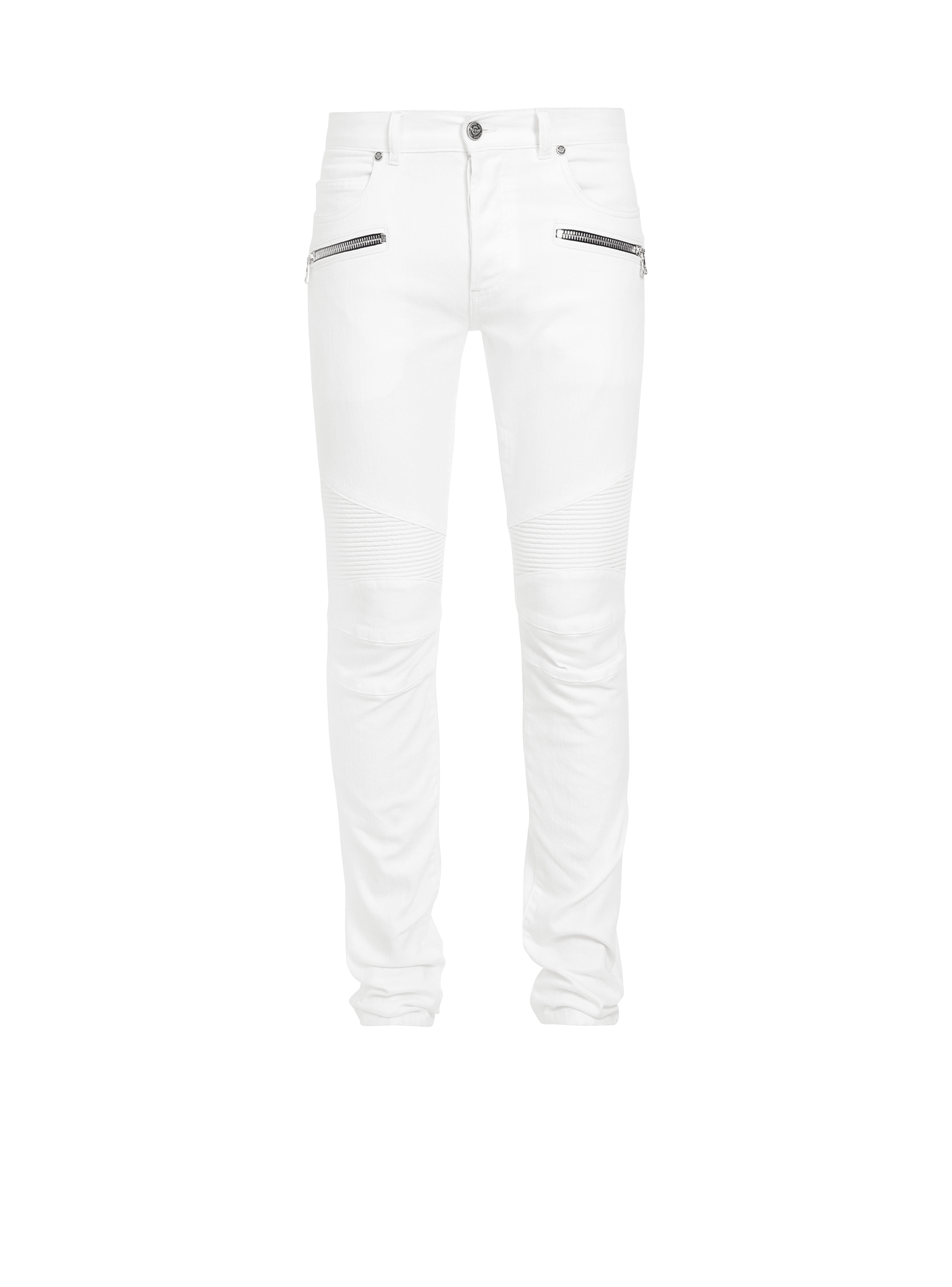Jeans slim-fit in cotone, bianco, hi-res