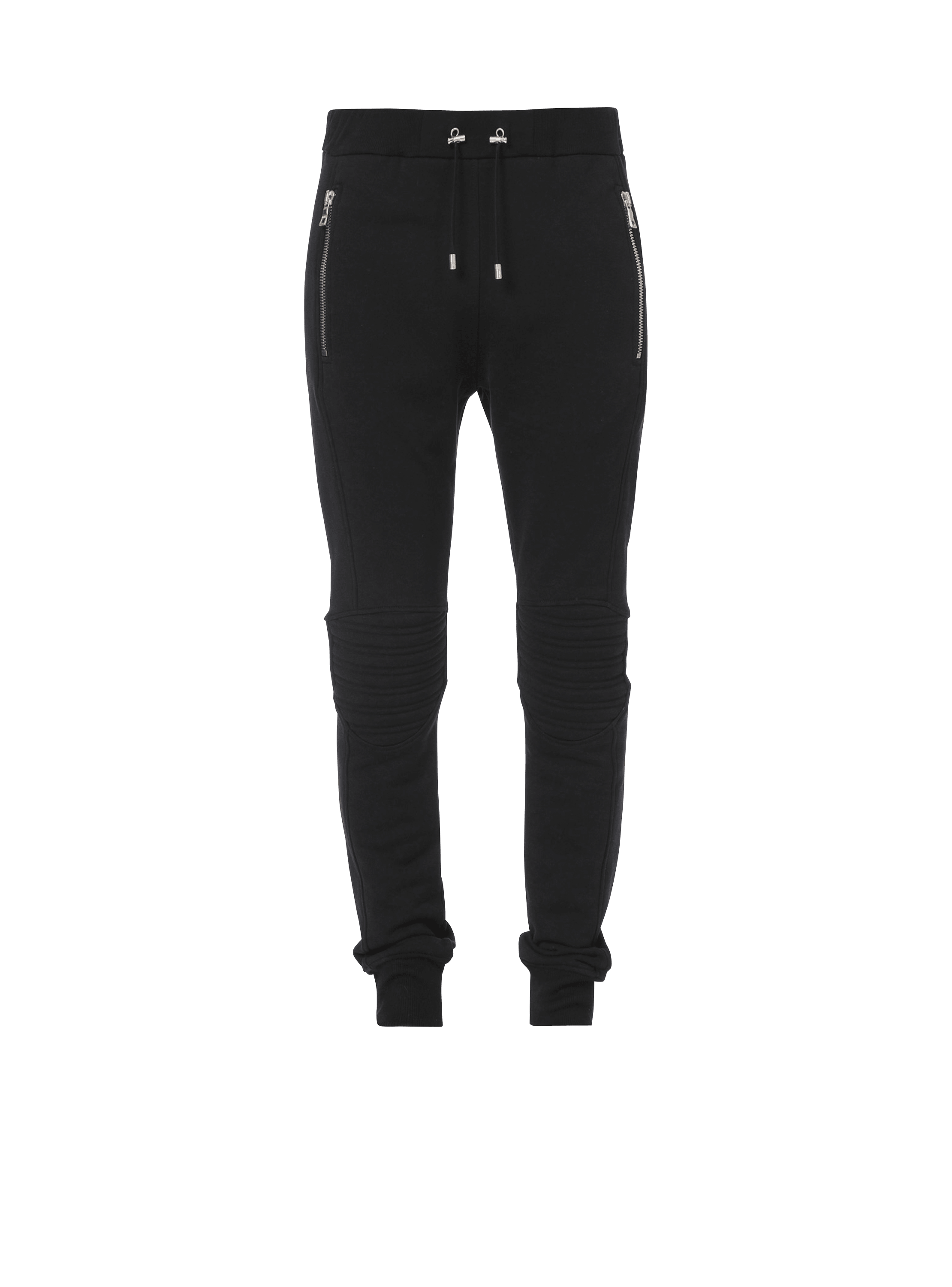 Black cotton sweatpants with embossed Balmain Paris logo