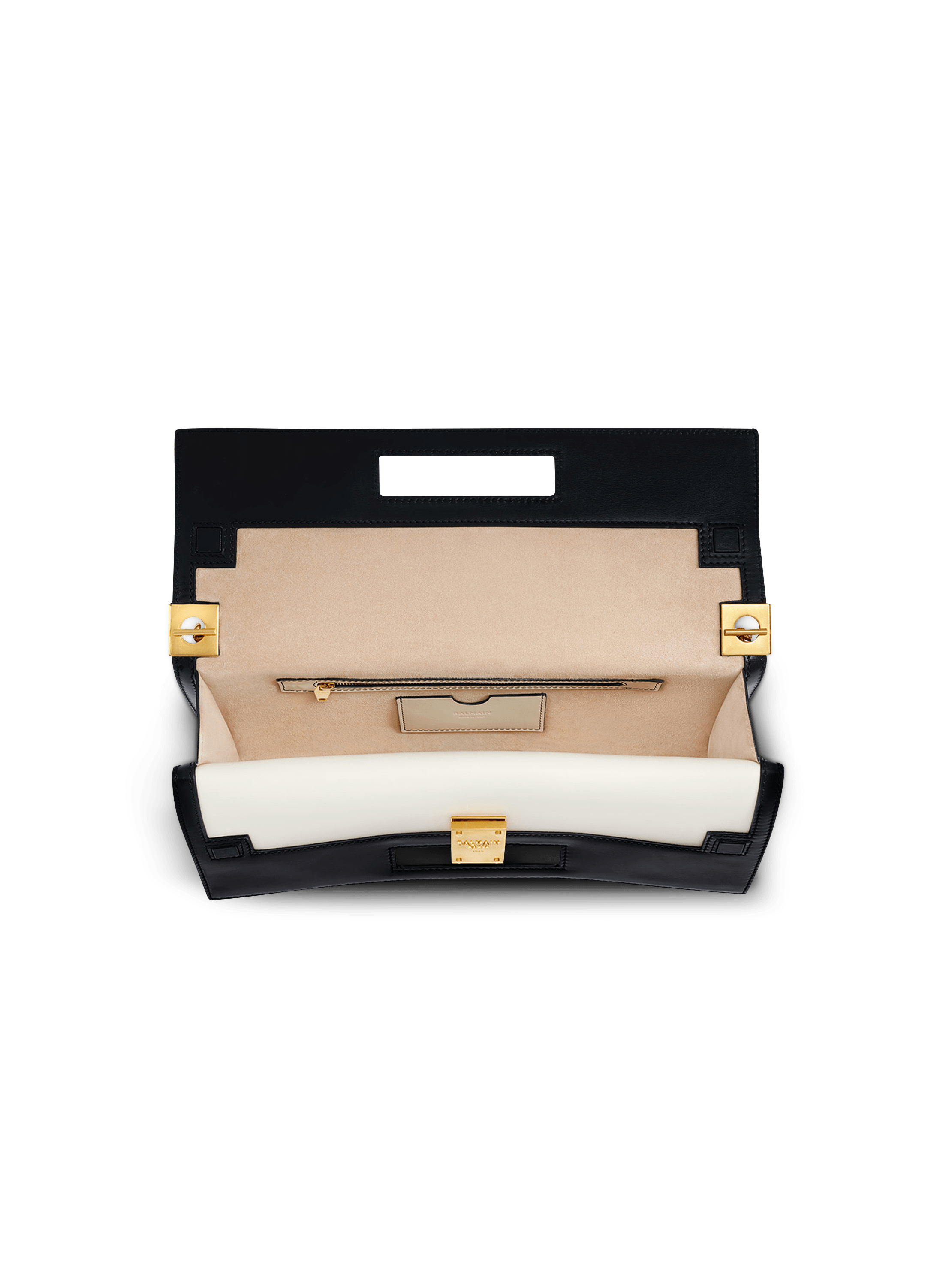 Oversized black and white leather 1945 Heritage clutch bag