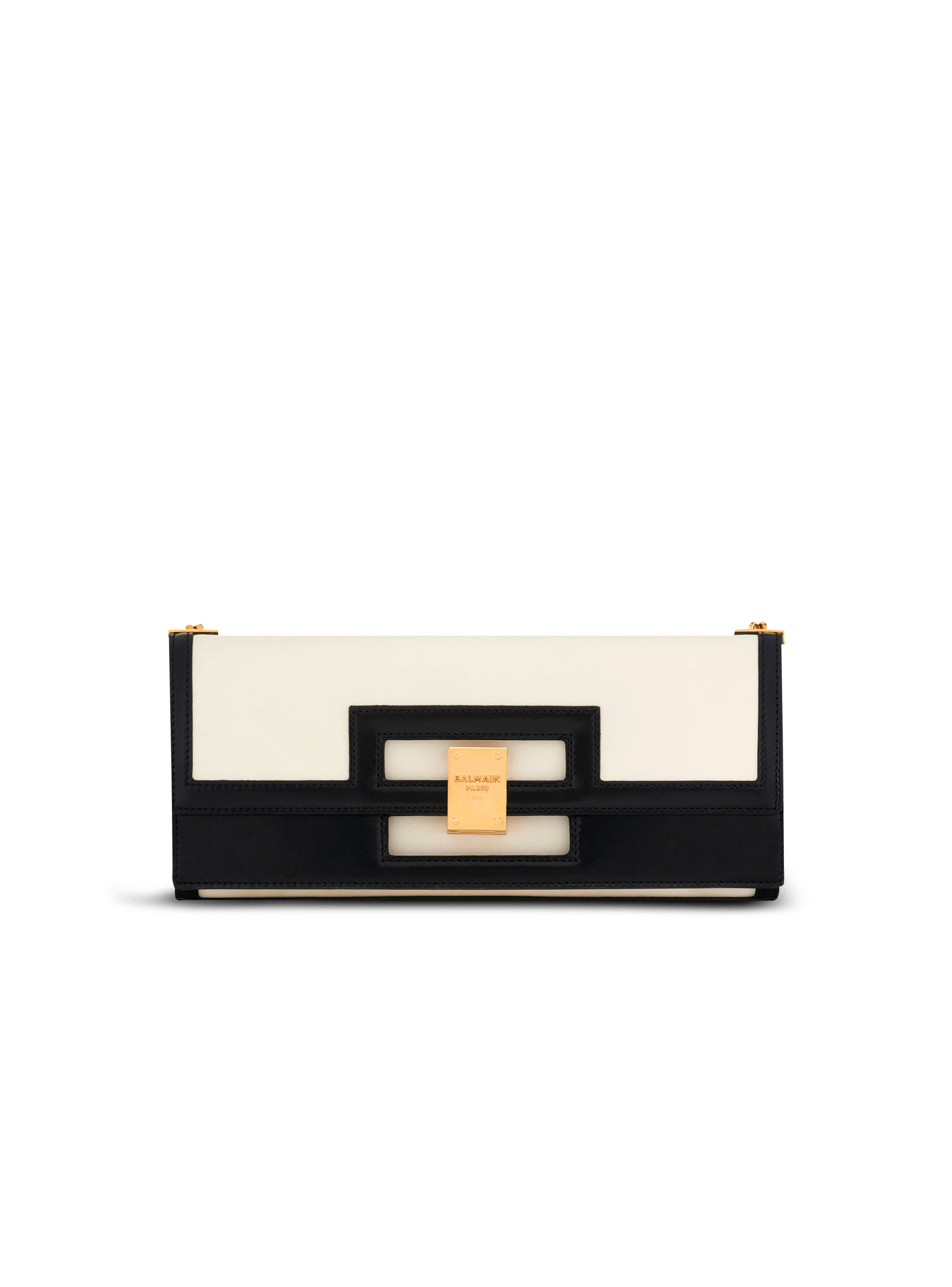 Oversized black and white leather 1945 Heritage clutch bag