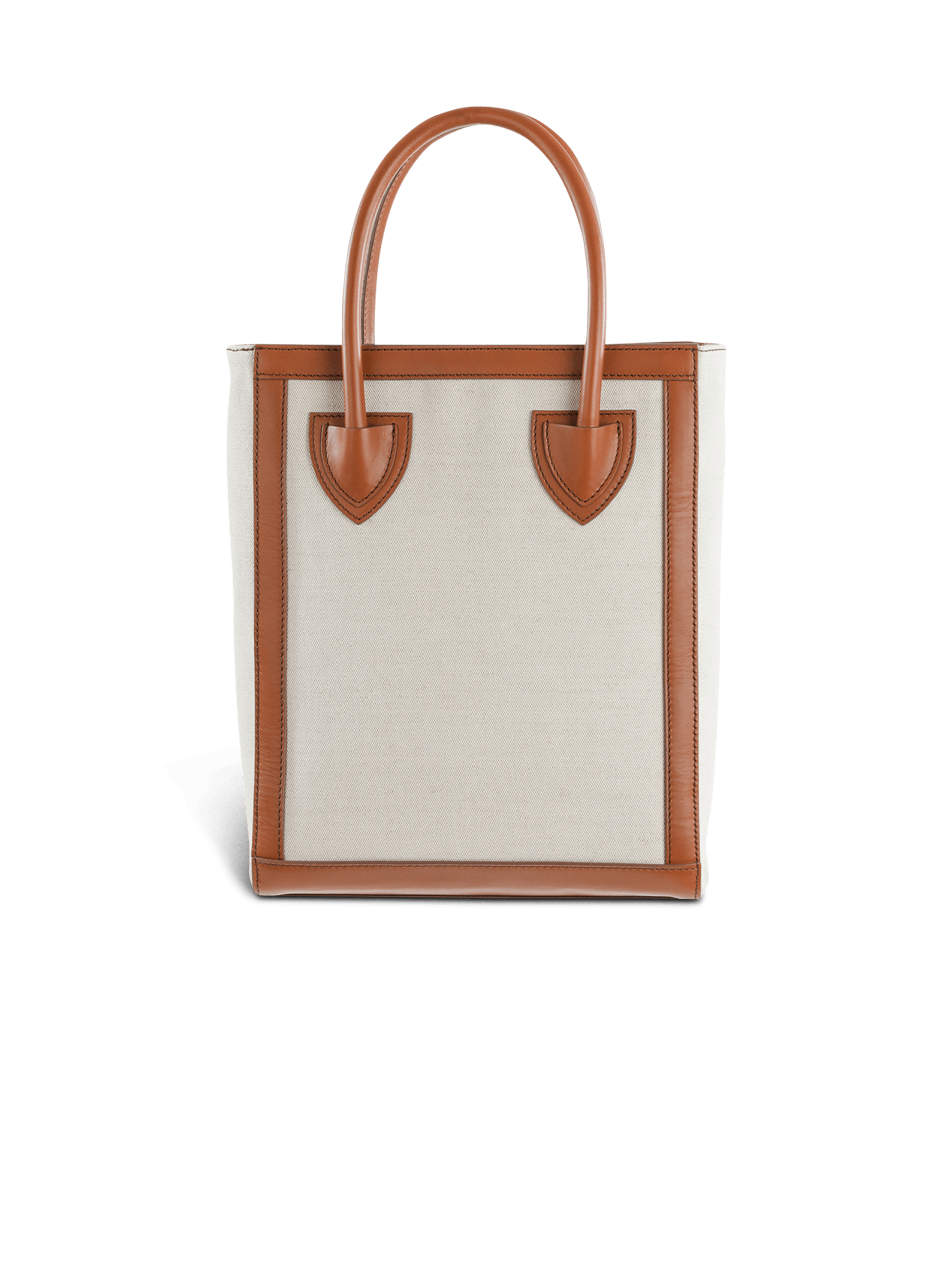 Ecru canvas B-Army 26 bag with brown leather panels