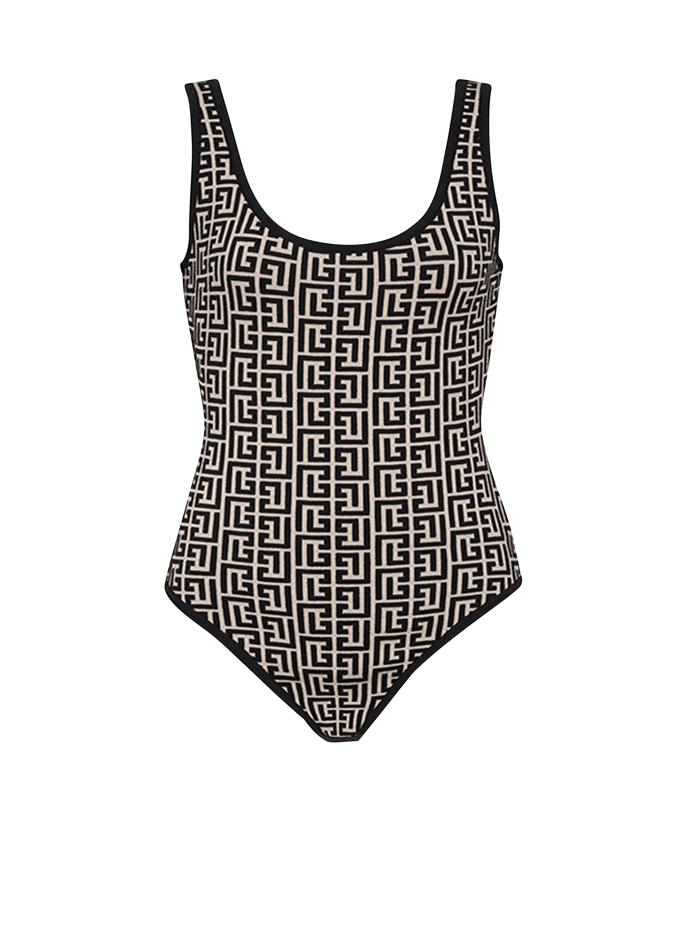 Bicolor jacquard bodysuit with Balmain monogram