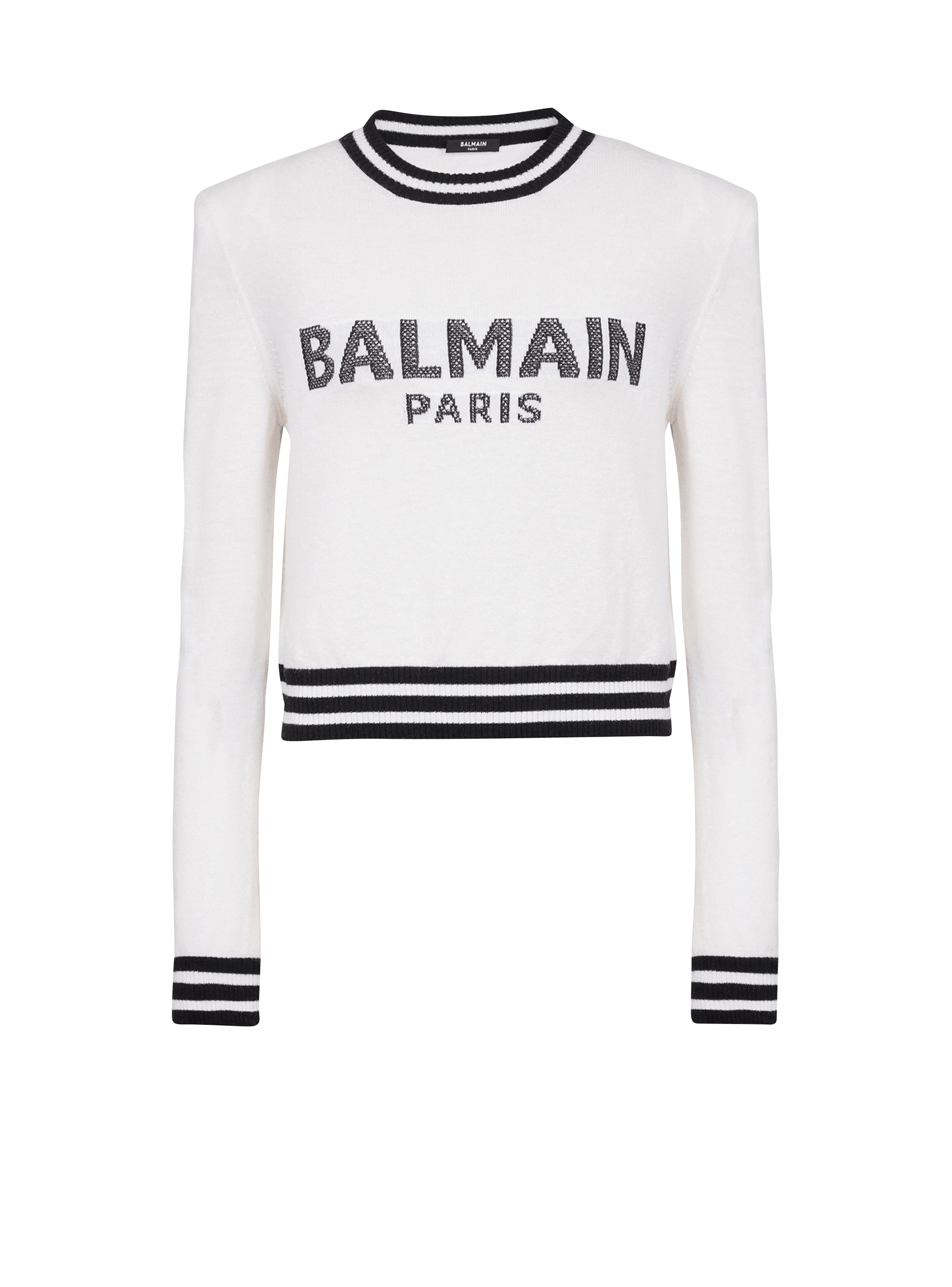 Sweat court en laine avec logo Balmain