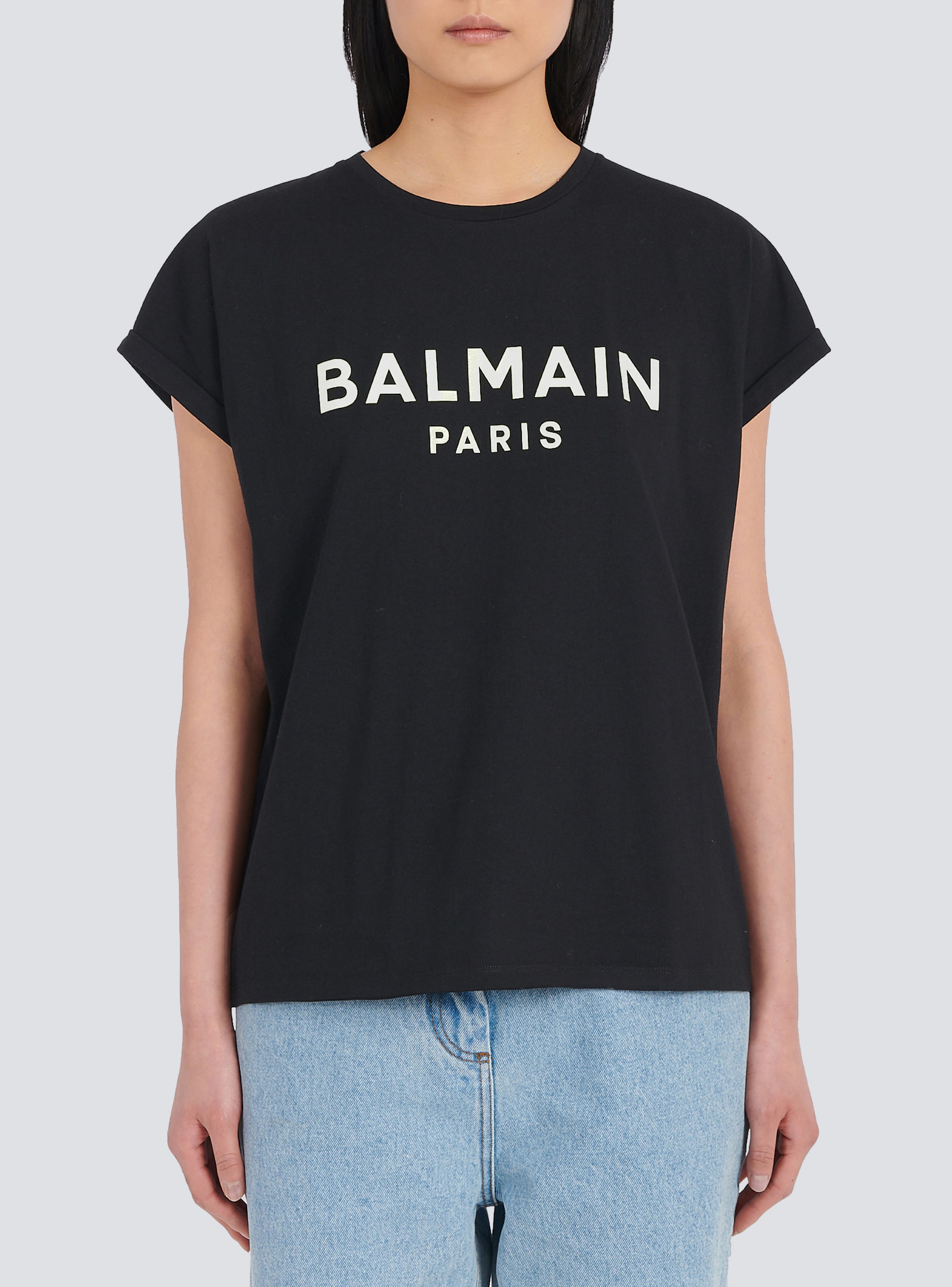 Eco-designed cotton T-shirt with Balmain logo print