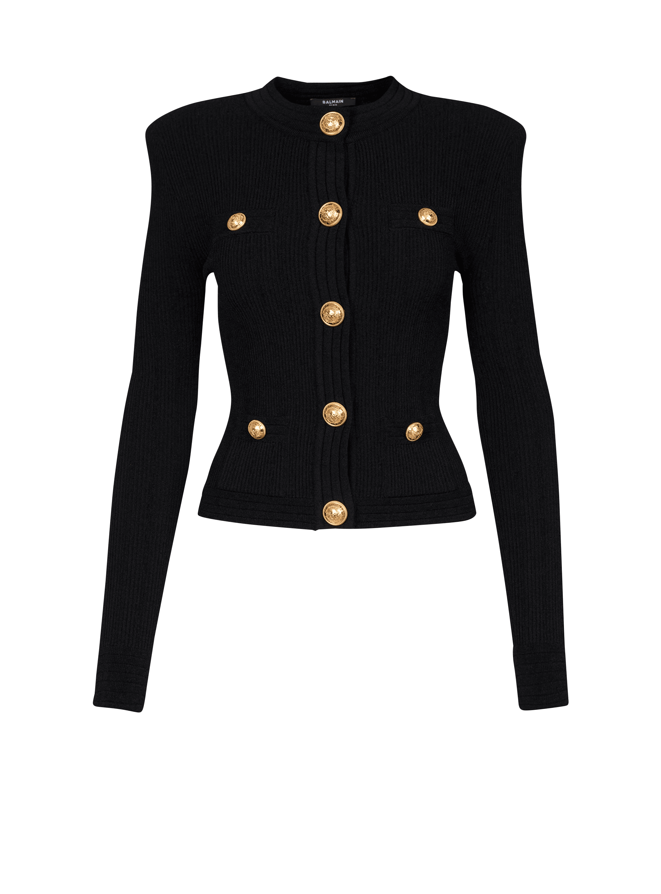 Cropped knit cardigan with gold-tone buttons
