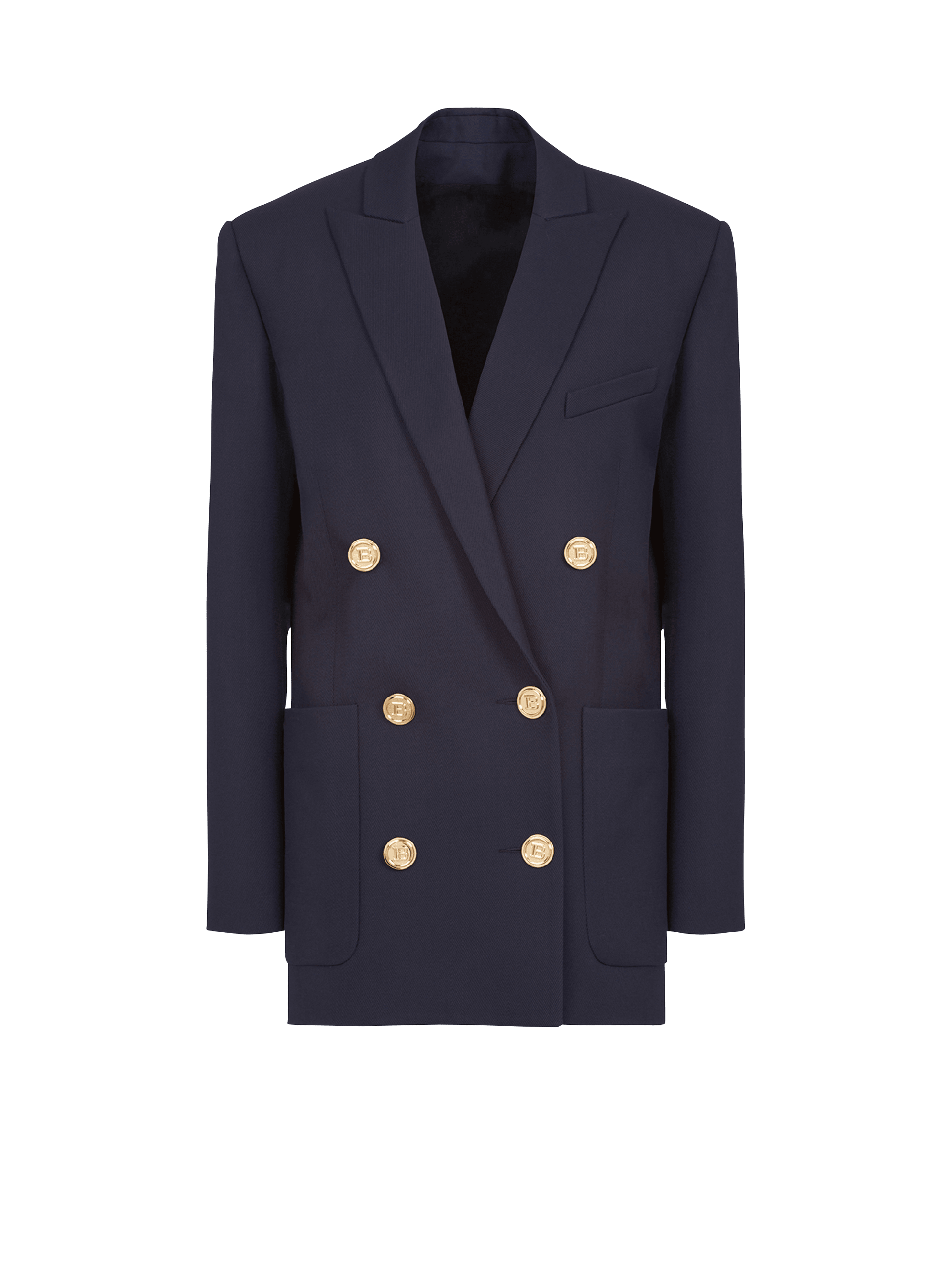 Wool double-breasted boyfriend jacket, navy, hi-res