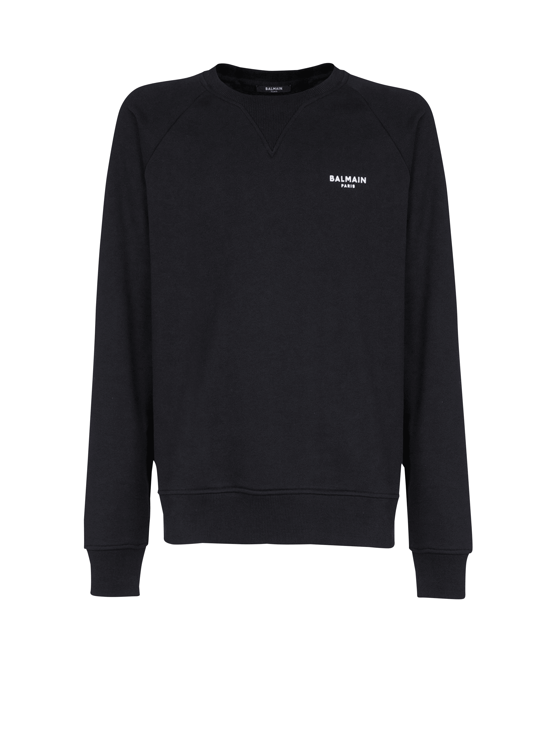 Beflocktes Balmain Sweatshirt, schwarz, hi-res