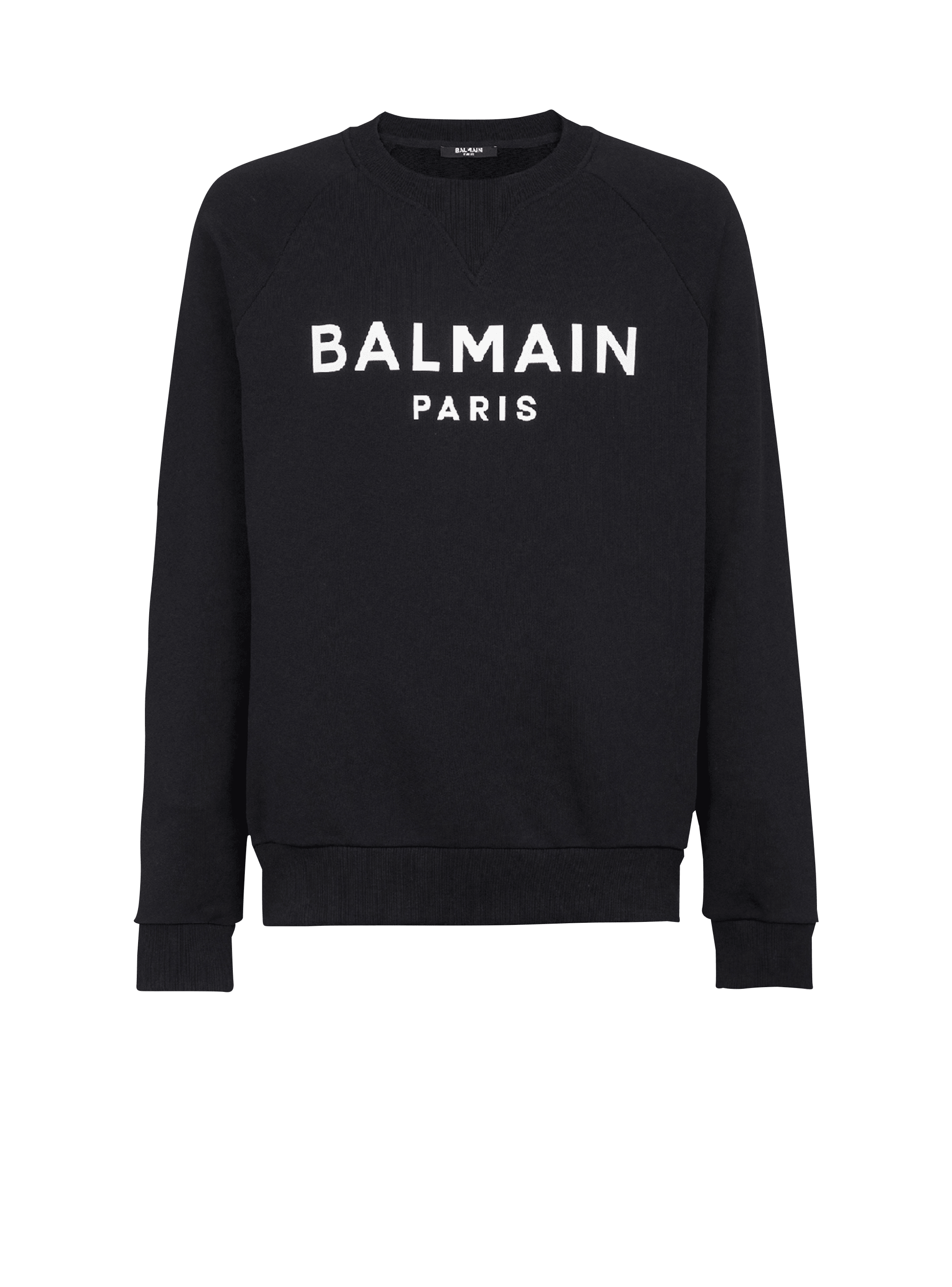 BALMAINバルマンフロントエンブレムバイカラースウェットXL