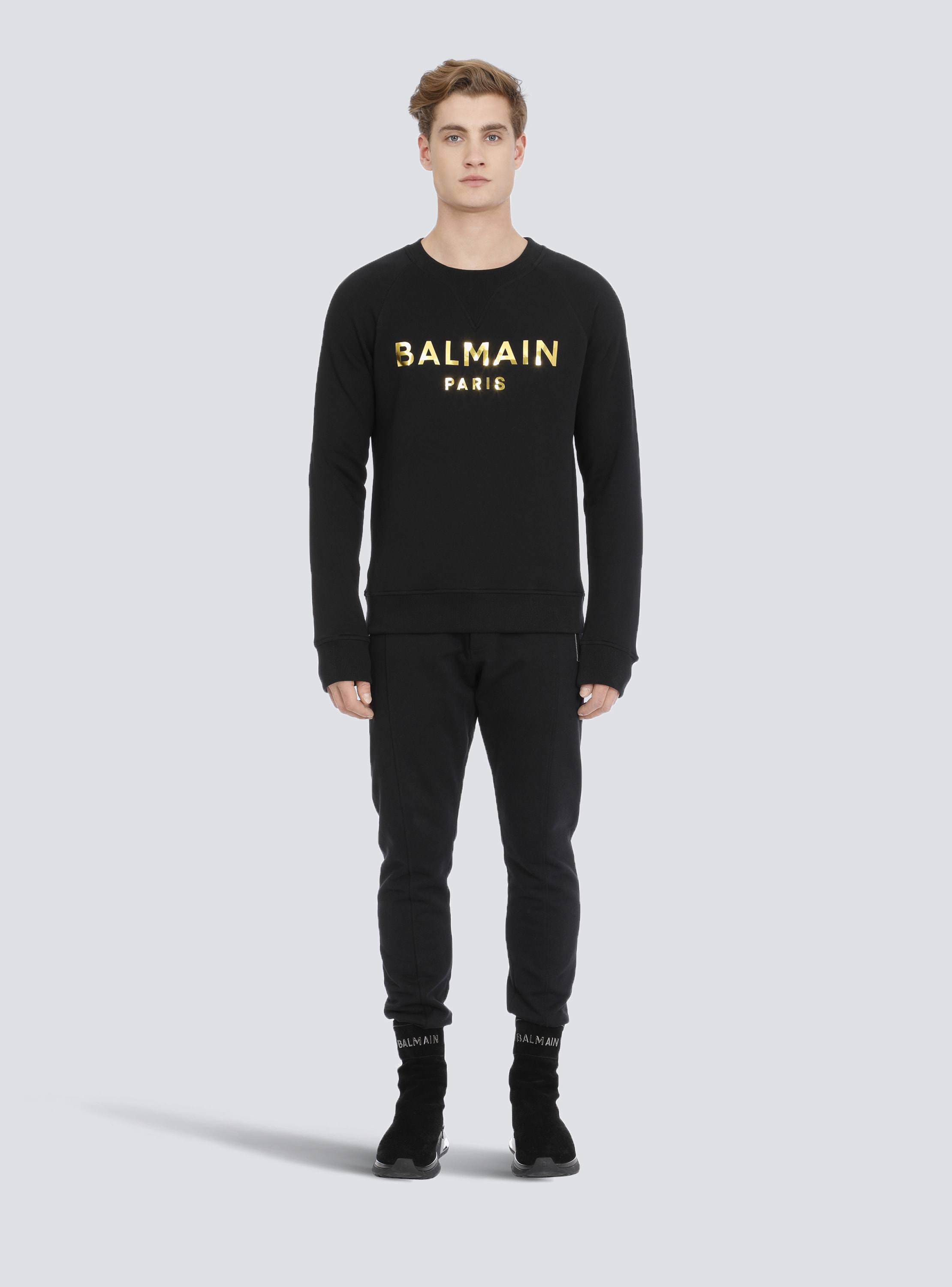 Eco-designed cotton sweatshirt with Balmain Paris logo print - Men