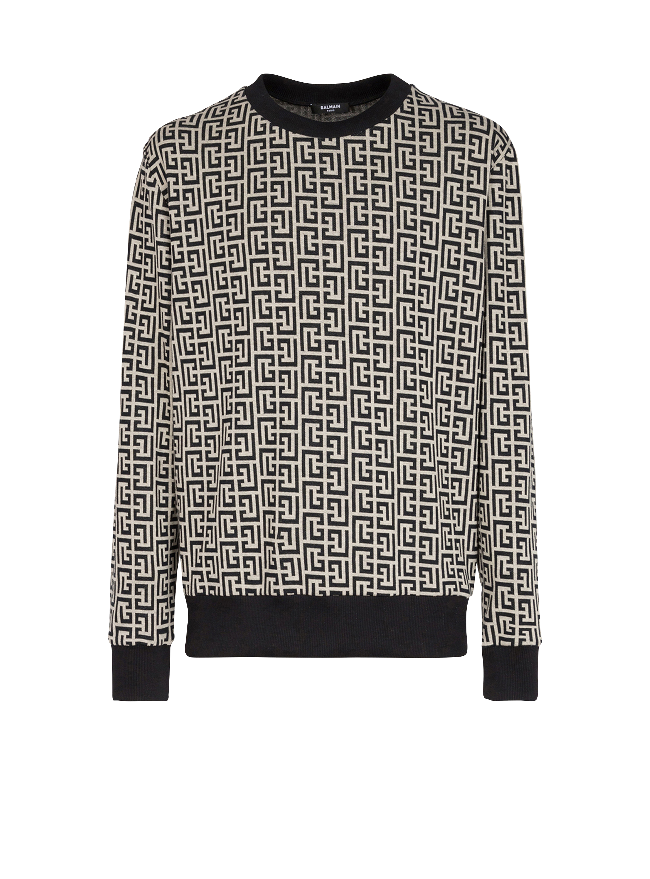 Jersey sweatshirt with Balmain monogram, black, hi-res