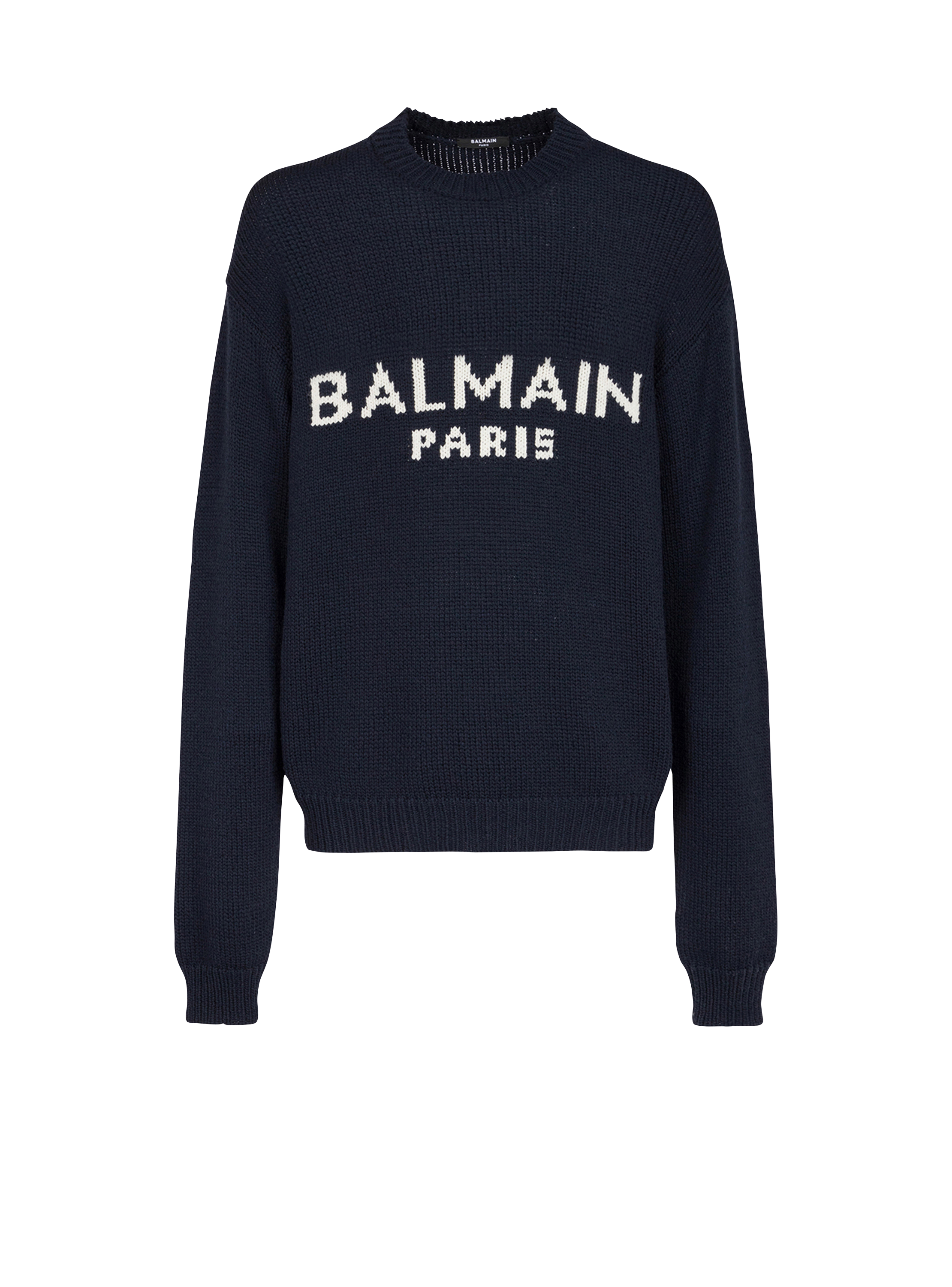 Tåler dyb stave Wool sweater with Balmain Paris logo black - Men | BALMAIN