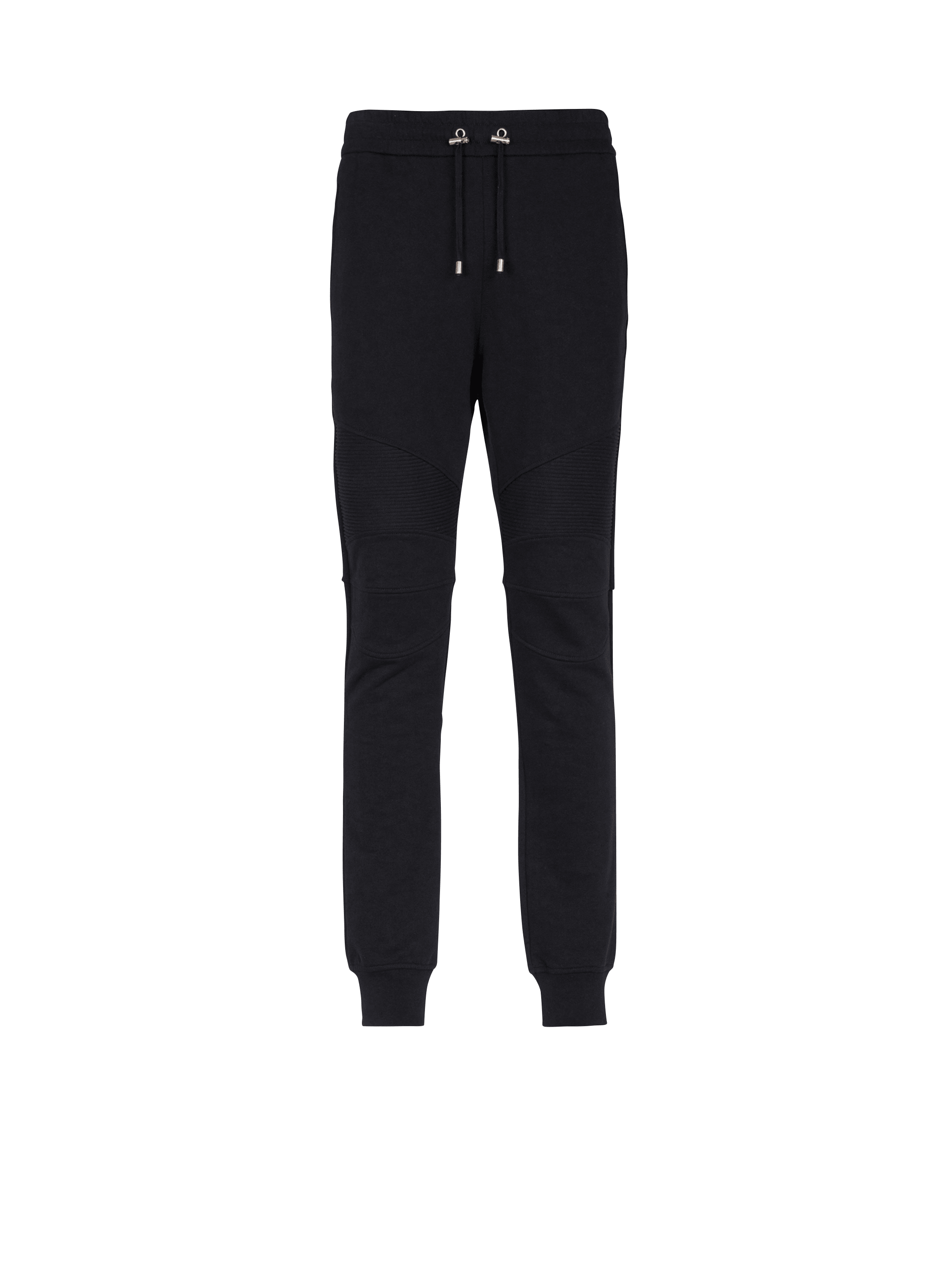 Pantalones de chándal de algodón con el logotipo flocado de Balmain Paris, negro, hi-res