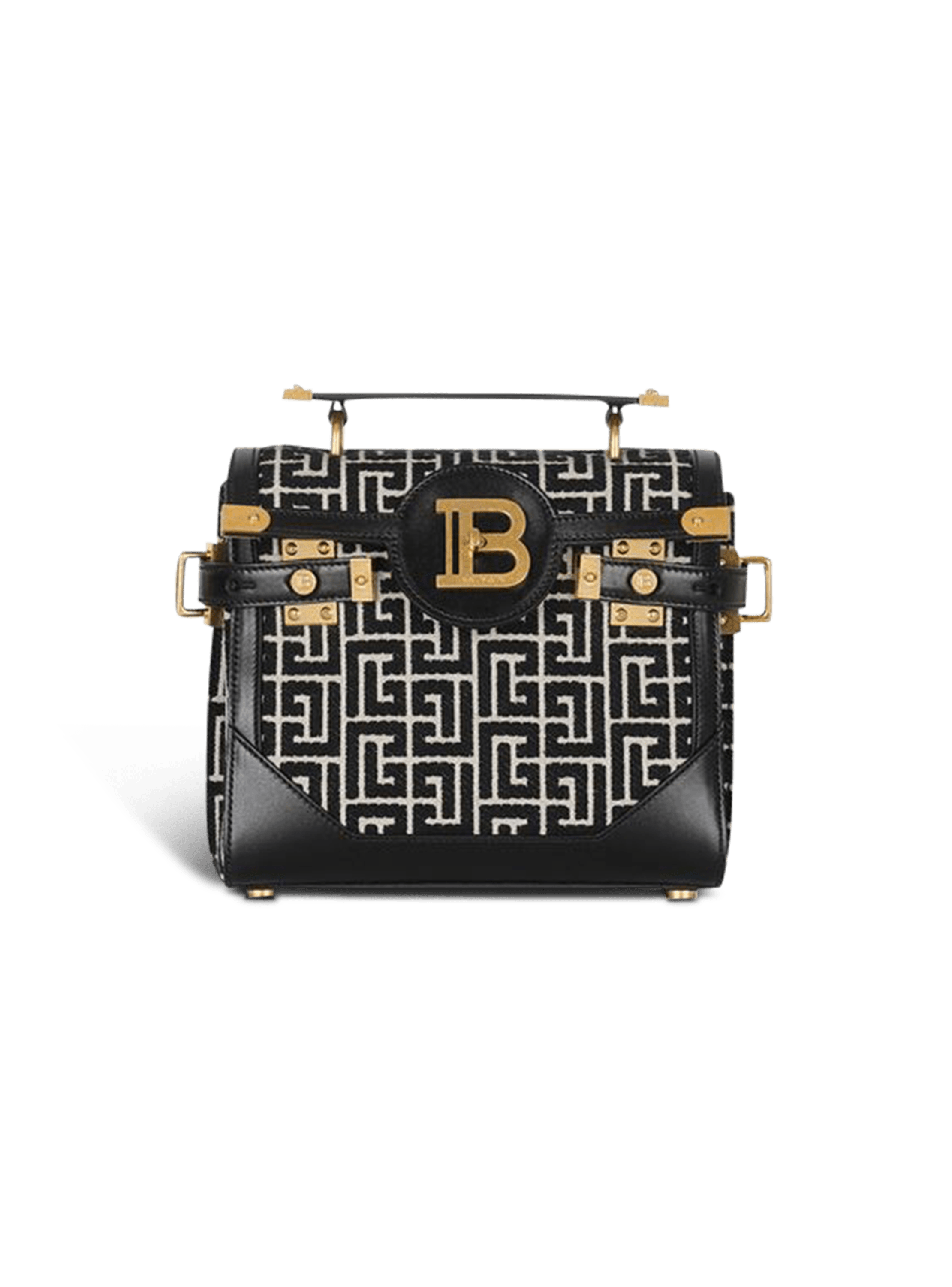 Bicolor jacquard B-Buzz 23 bag with black leather panel