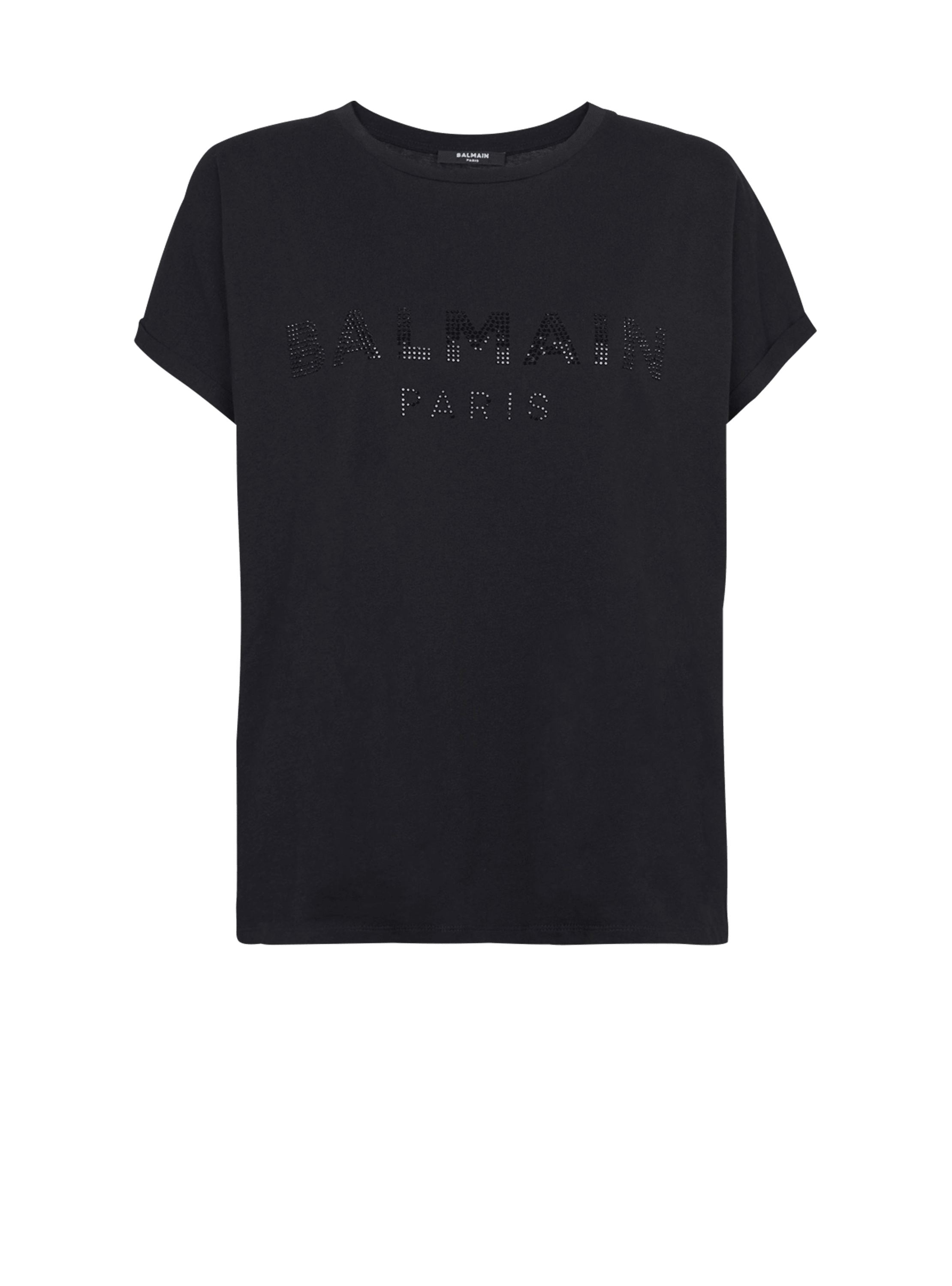 Eco-designed cotton T-shirt rhinestone logo | BALMAIN