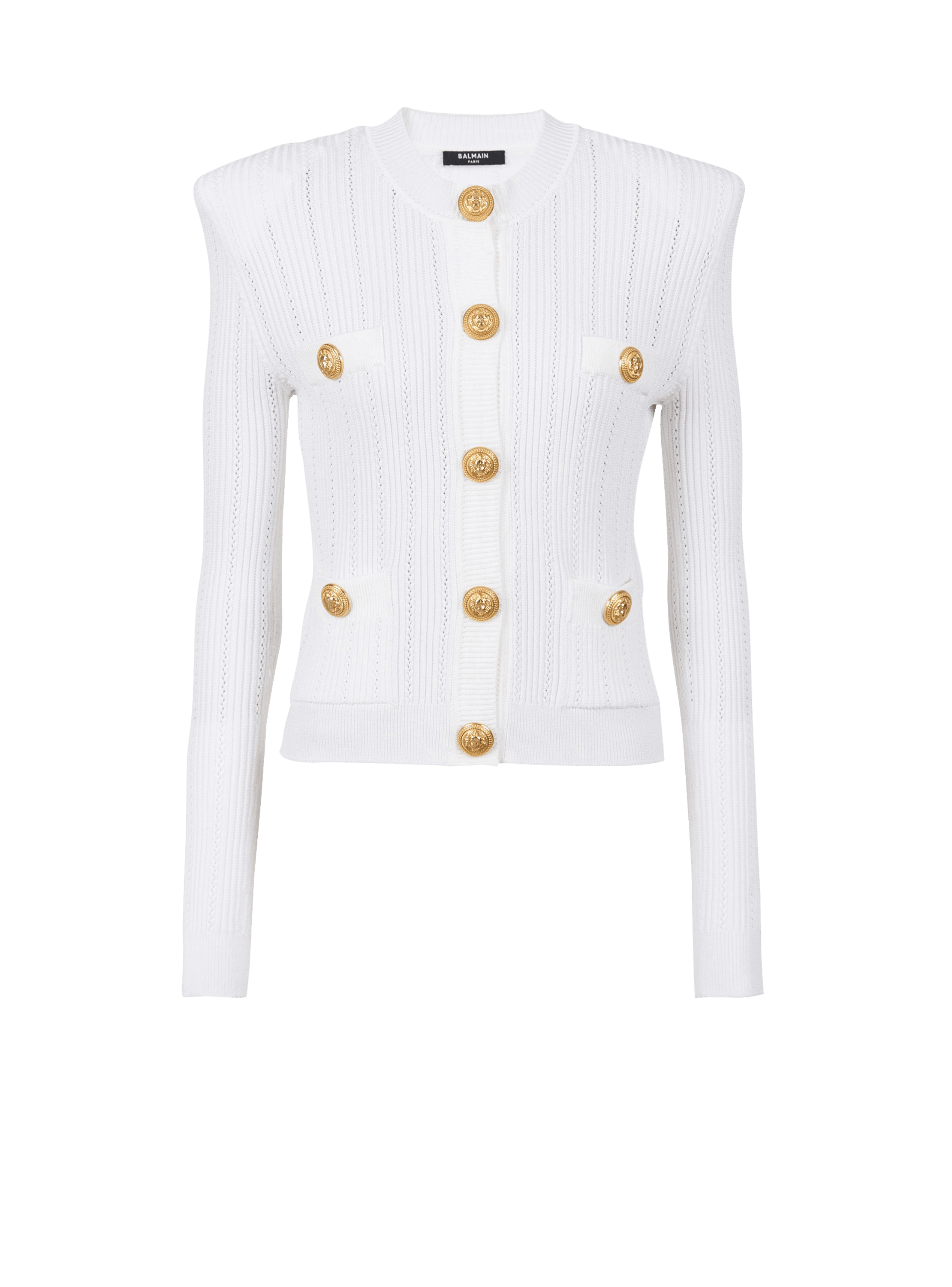 Strickjacke mit goldenen Knöpfen