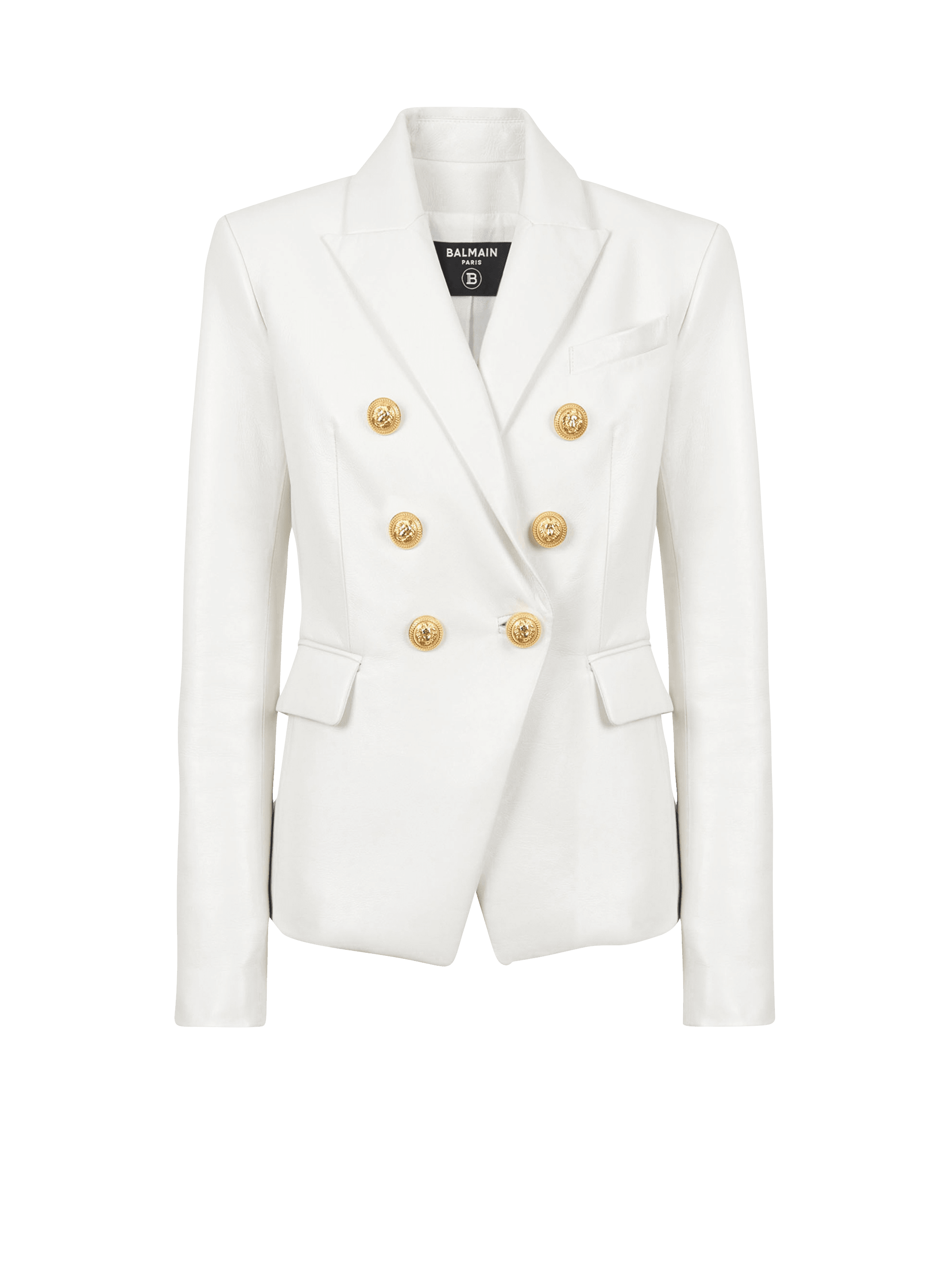 Double breasted leather blazer Women BALMAIN