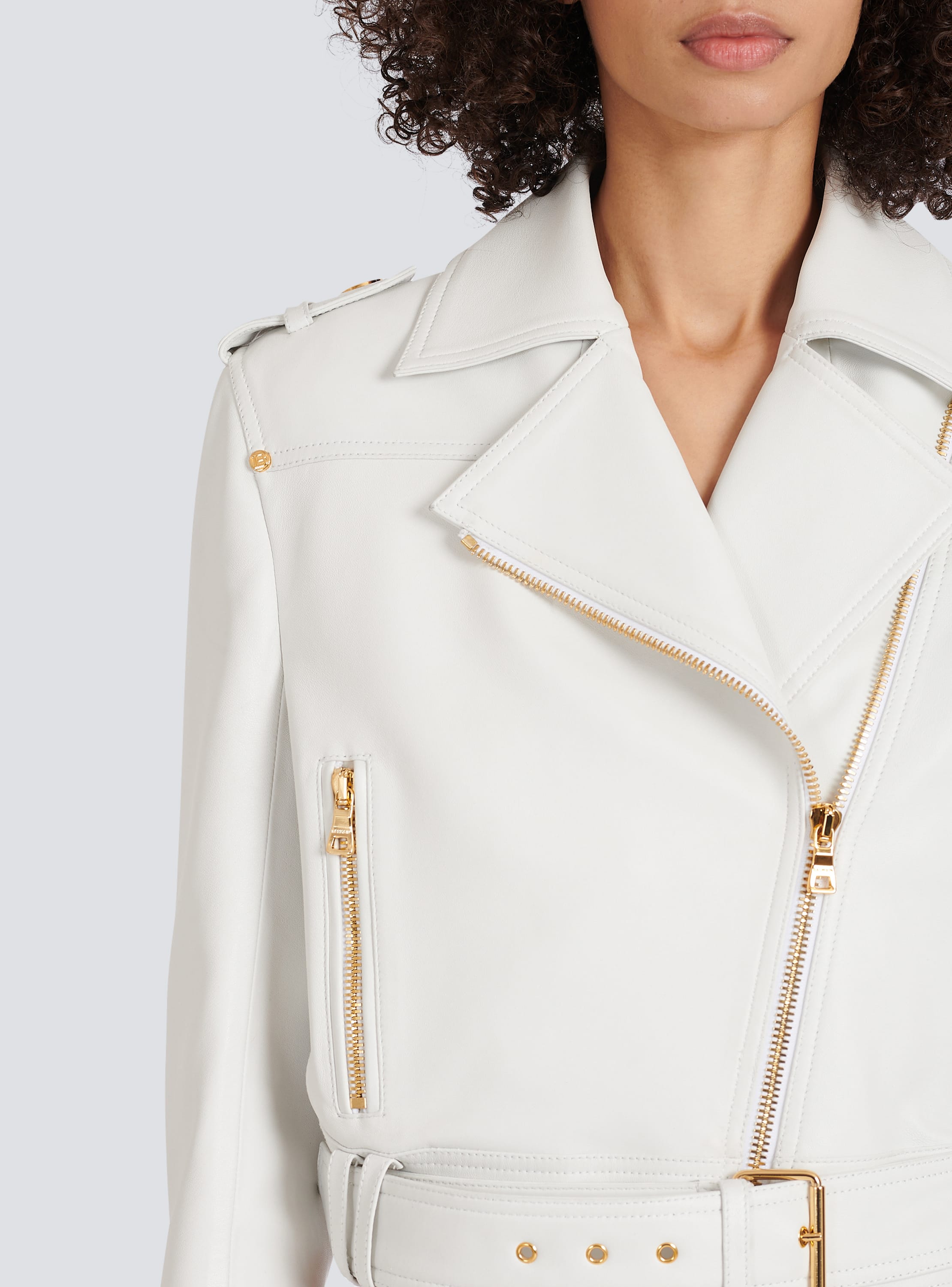 White crop hot sale leather jacket