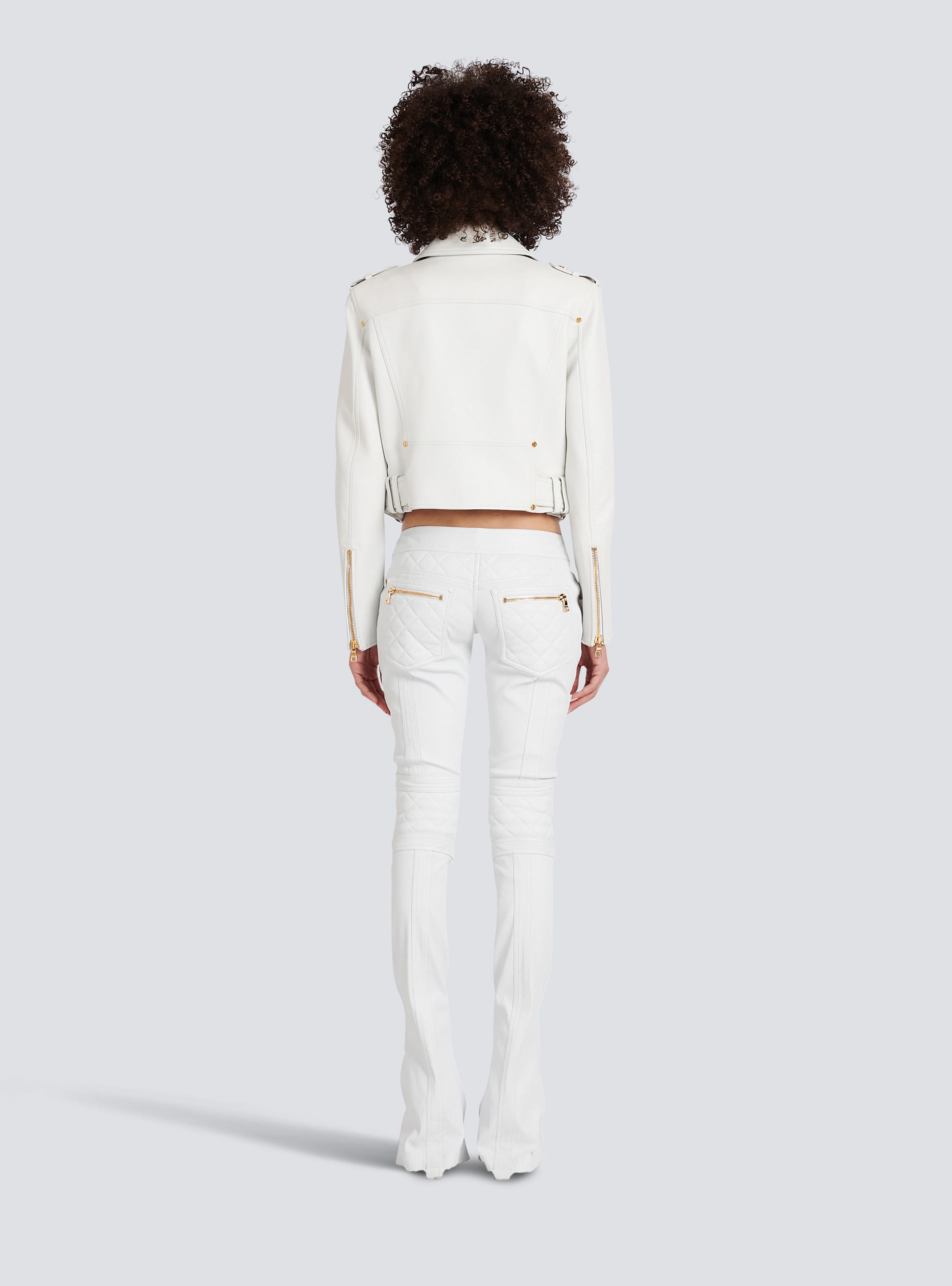 CPHLA Iben Cropped Leather Jacket - White L