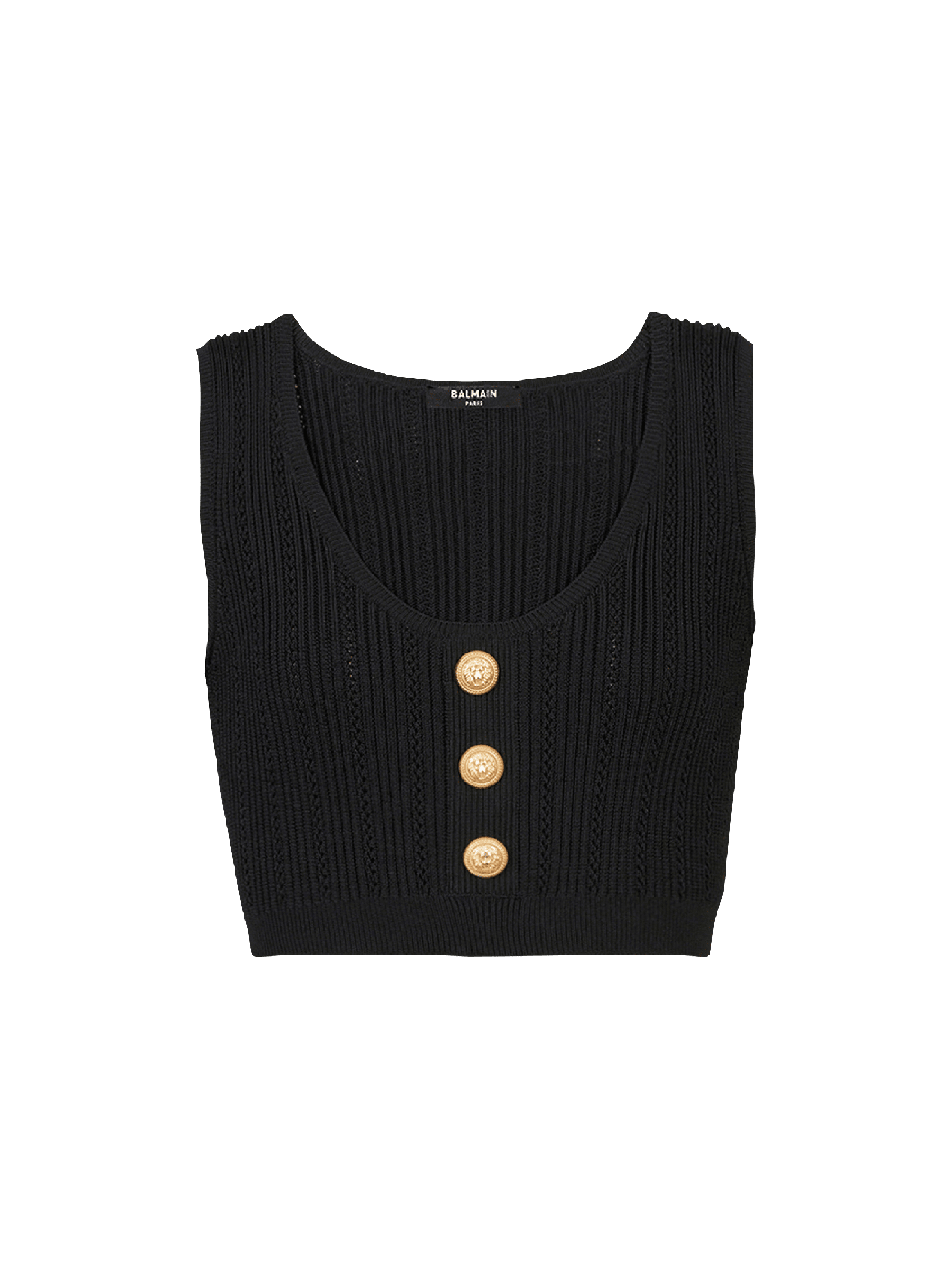 Eco-designed knit crop top, black, hi-res