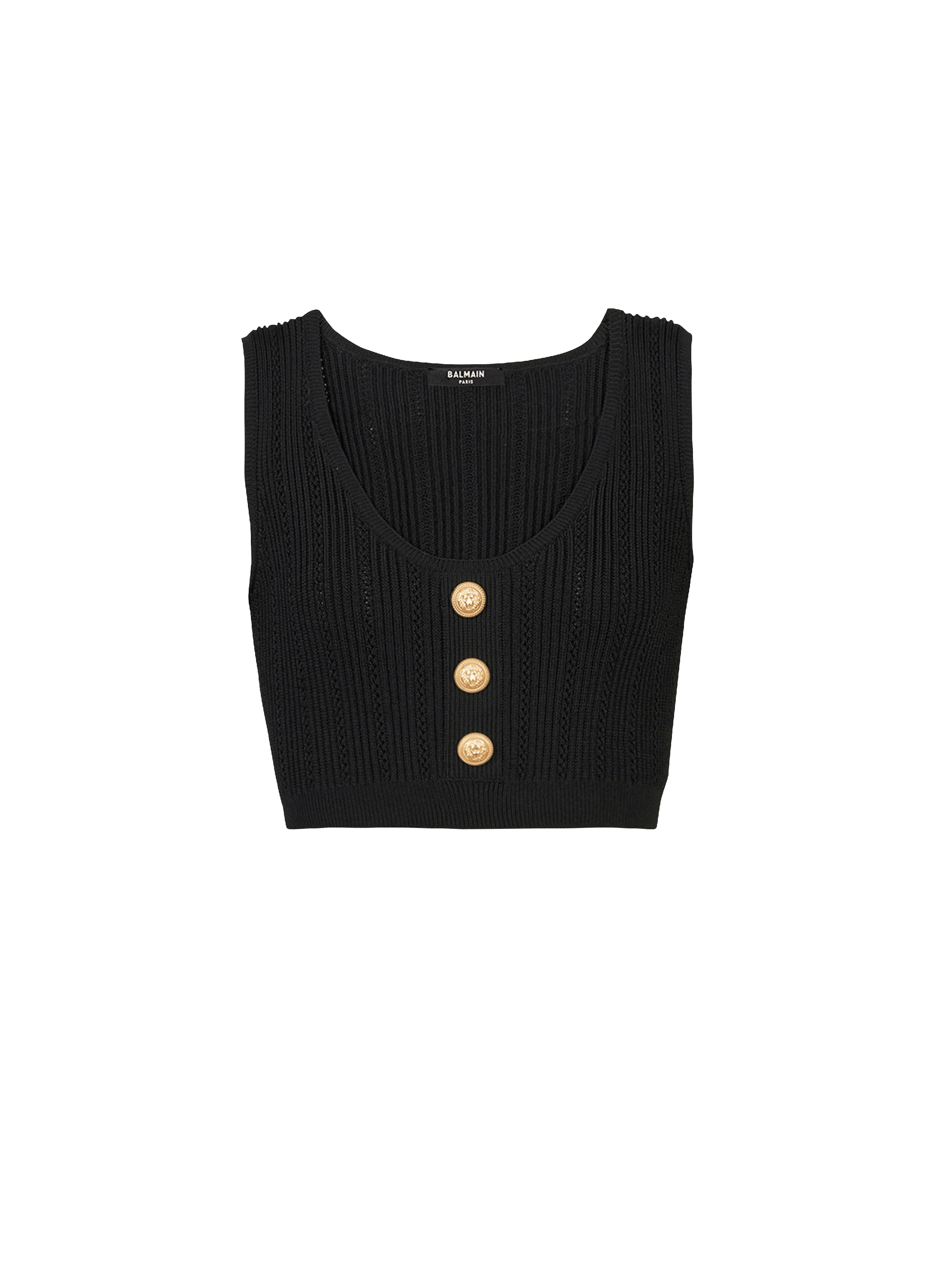 KNIT CROP TOP - Black / Ecru