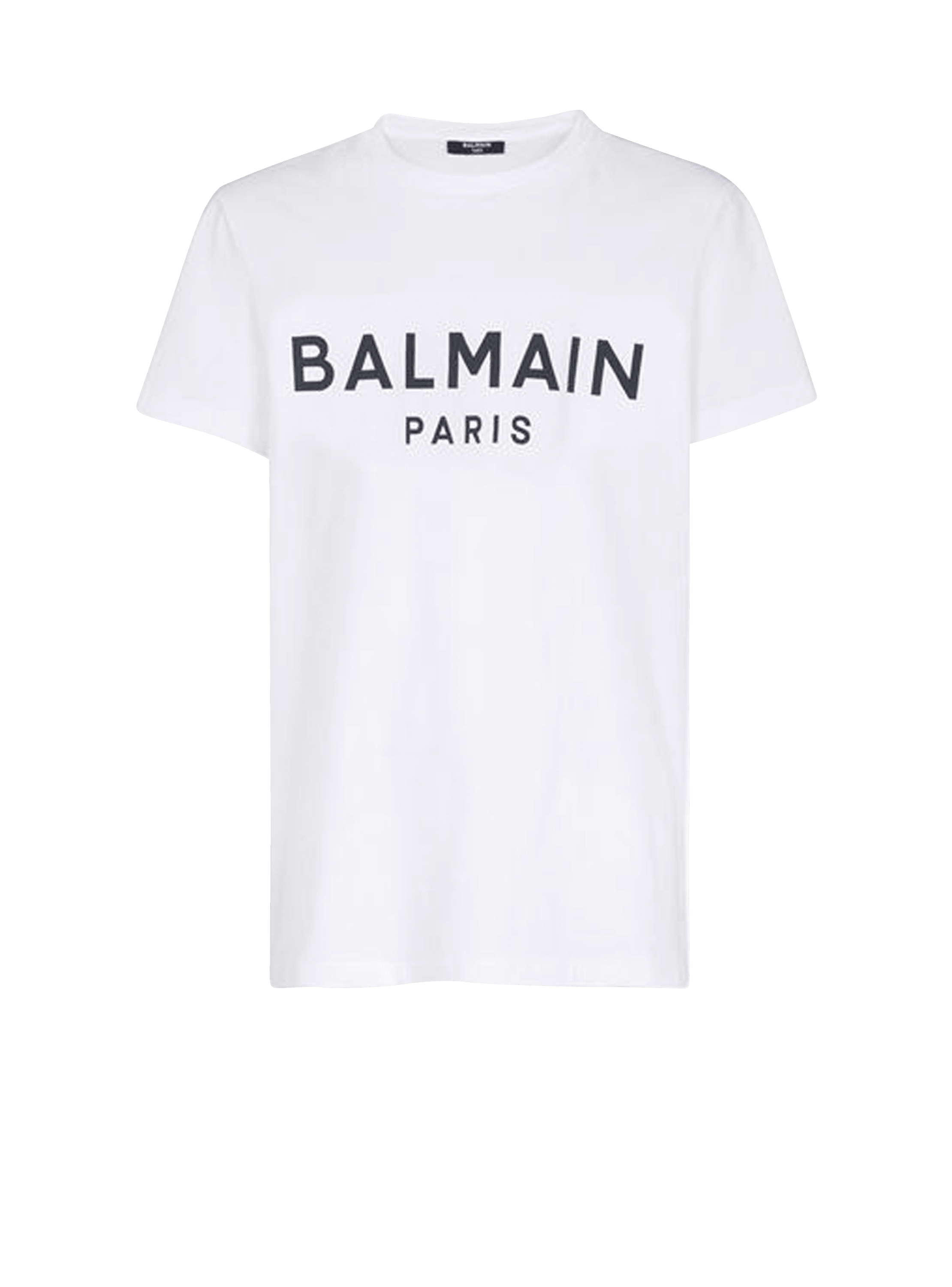 cotton T-shirt with flocked logo white | BALMAIN