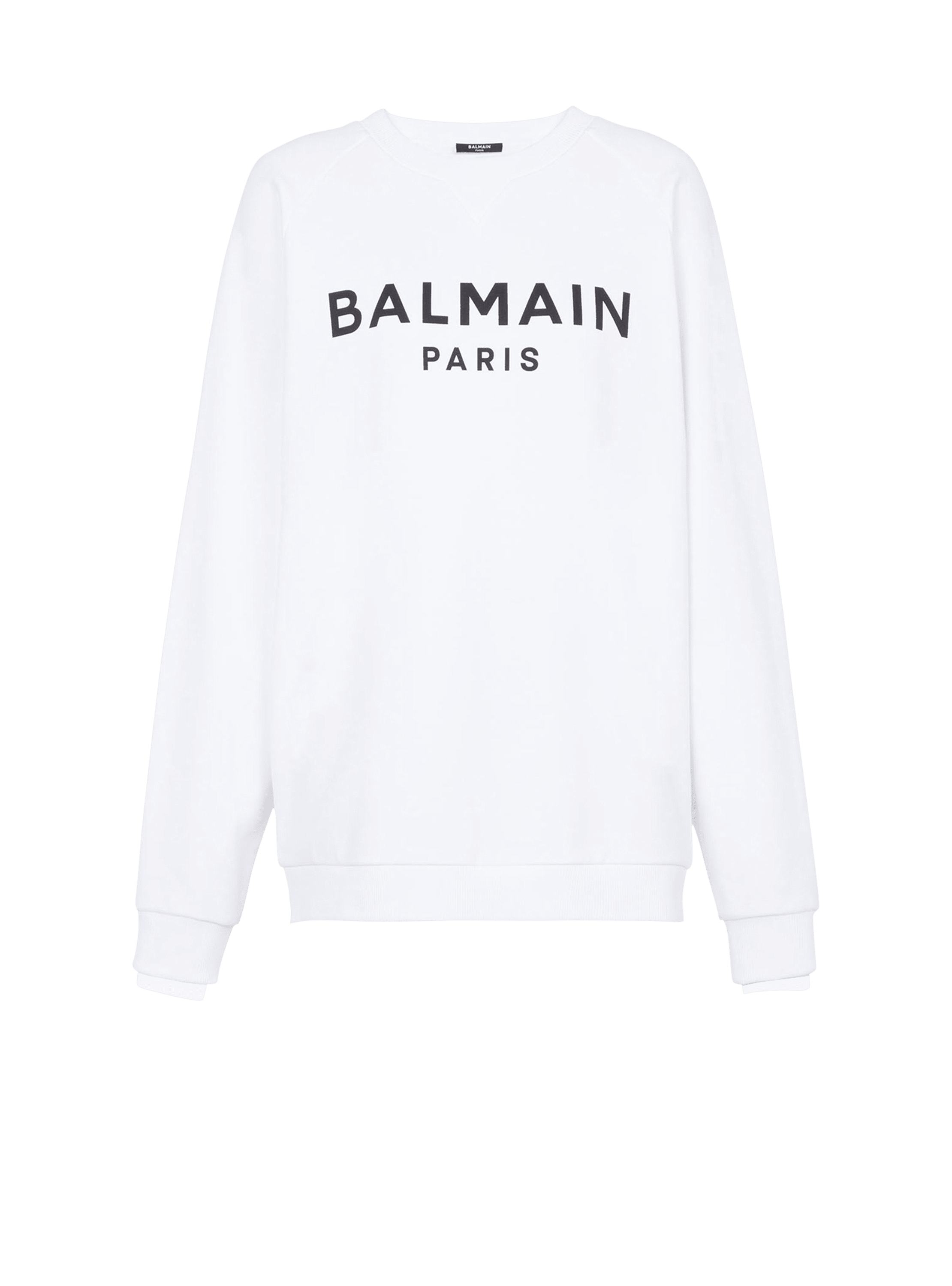 Sweat-shirt en coton imprimé logo Balmain