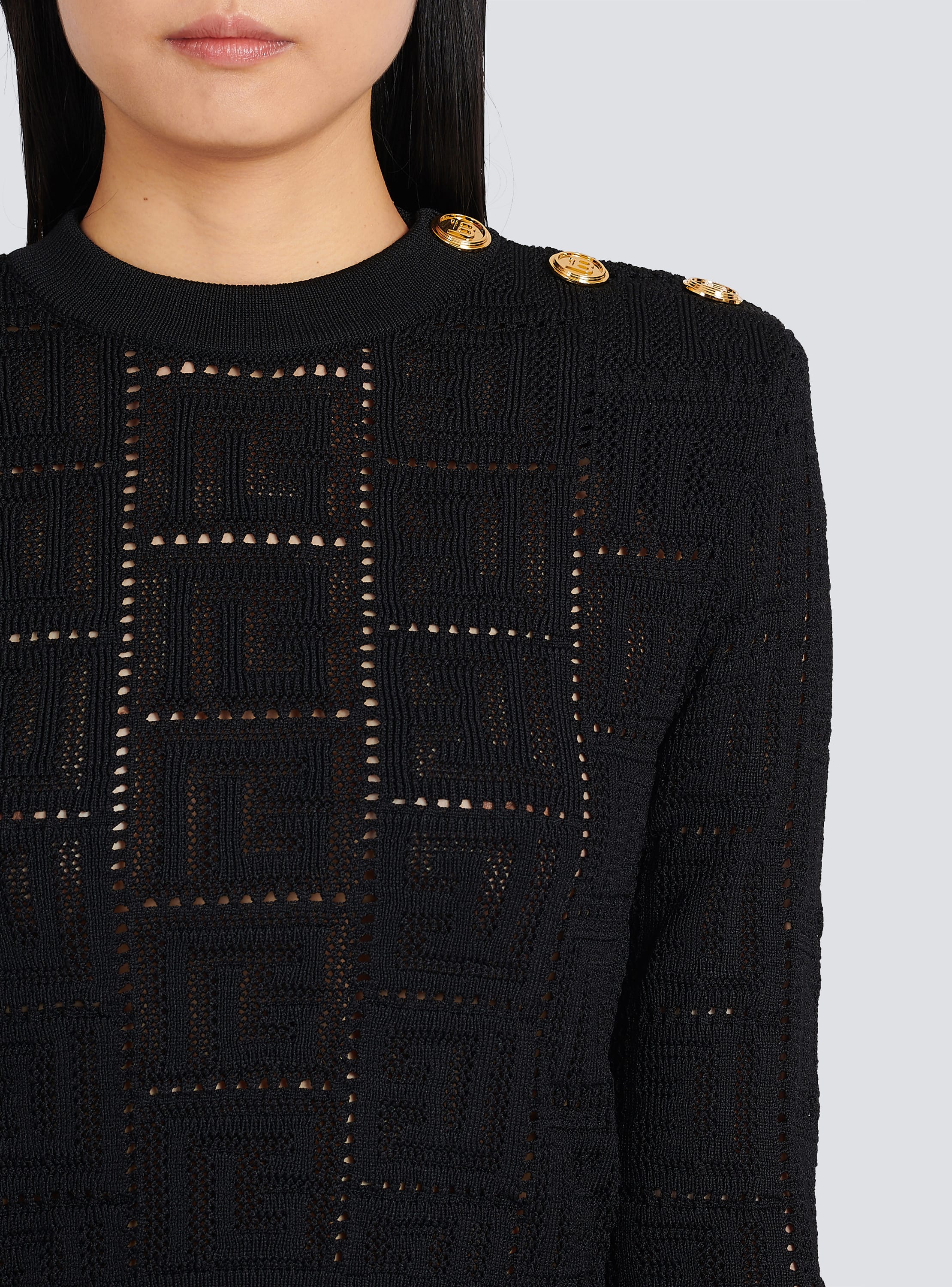 Cropped eco-designed sweater with Balmain monogram