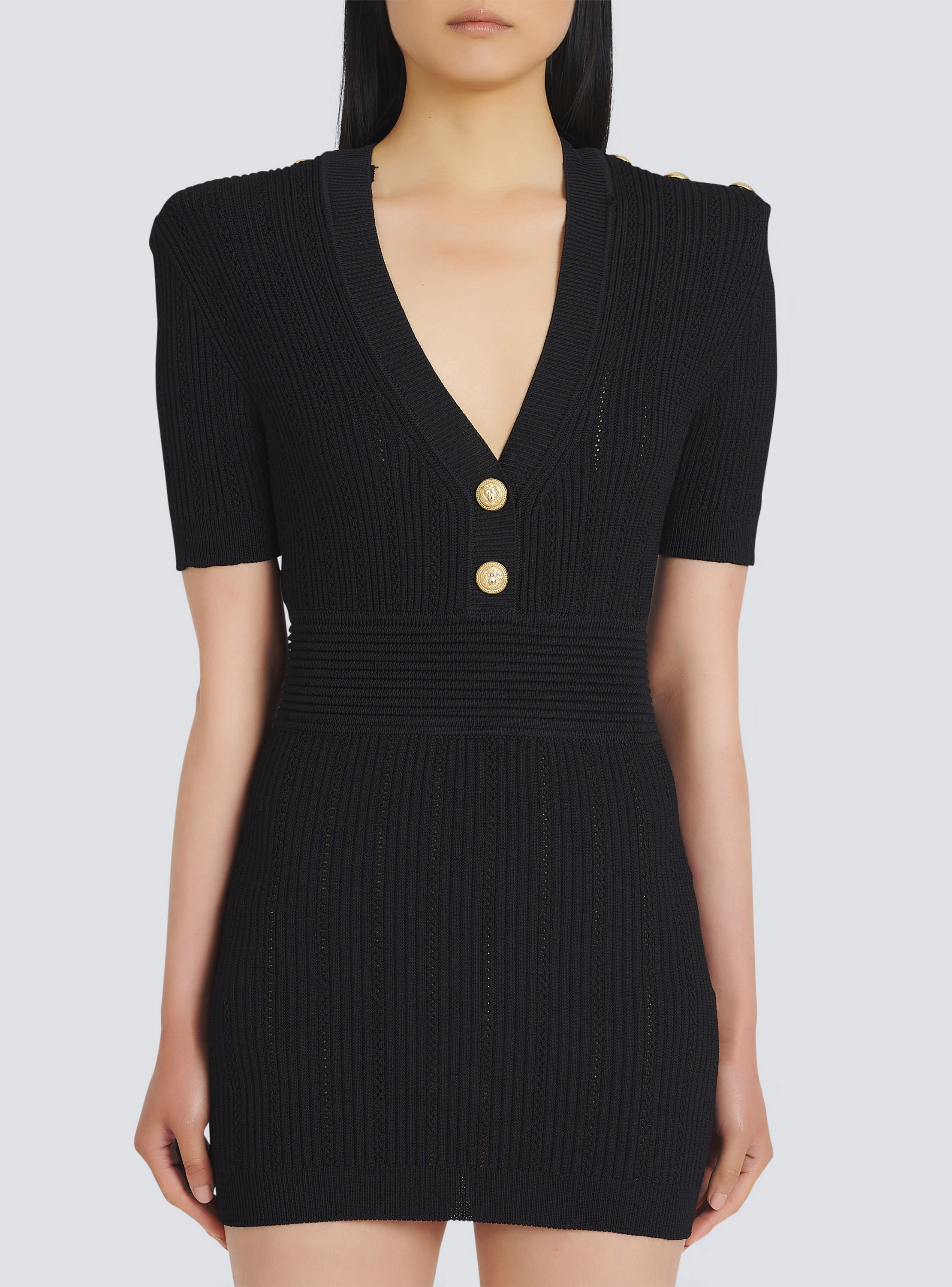 SHORT KNIT DRESS - Black