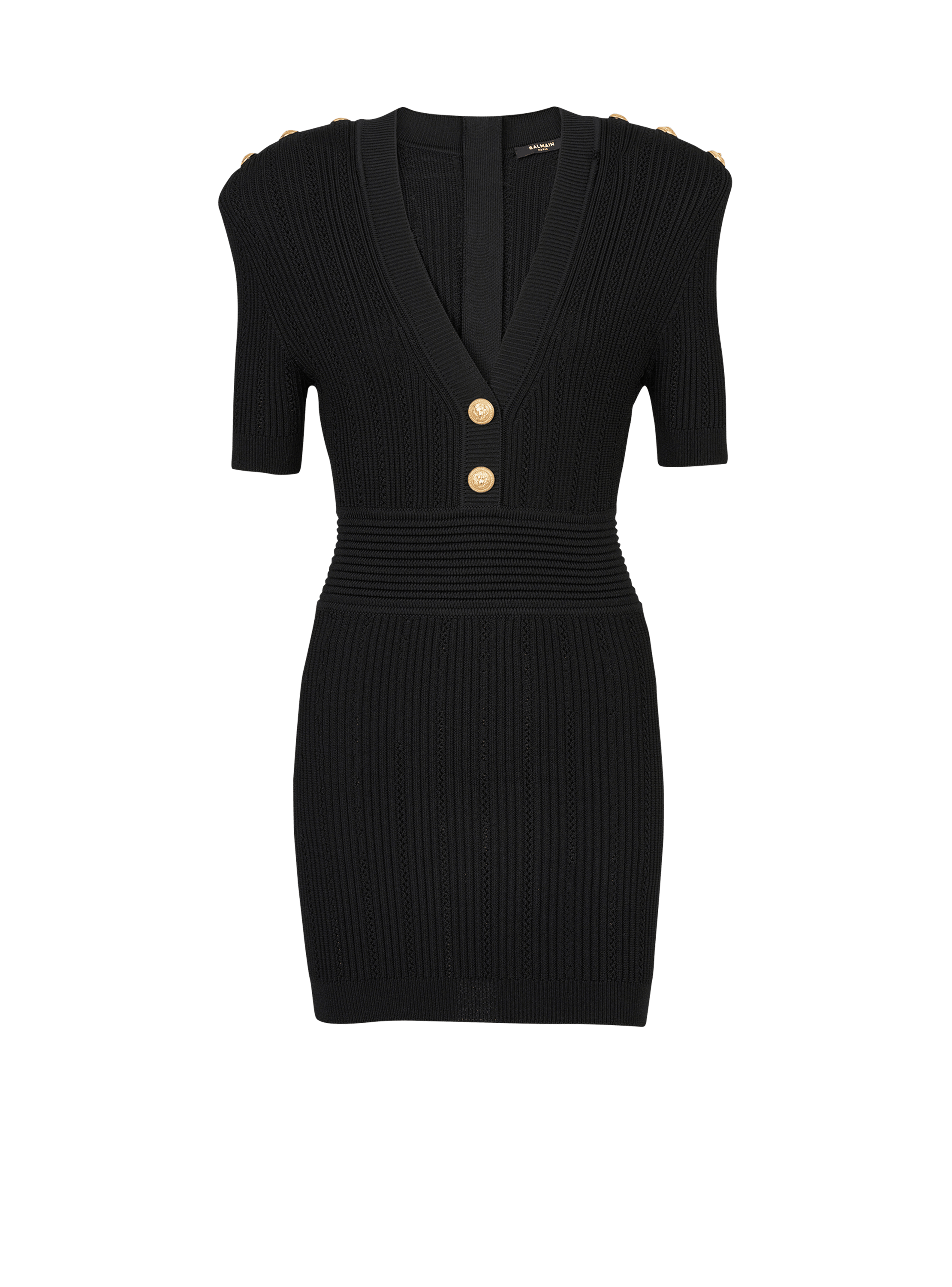 Short eco-designed knit dress black - Women | BALMAIN